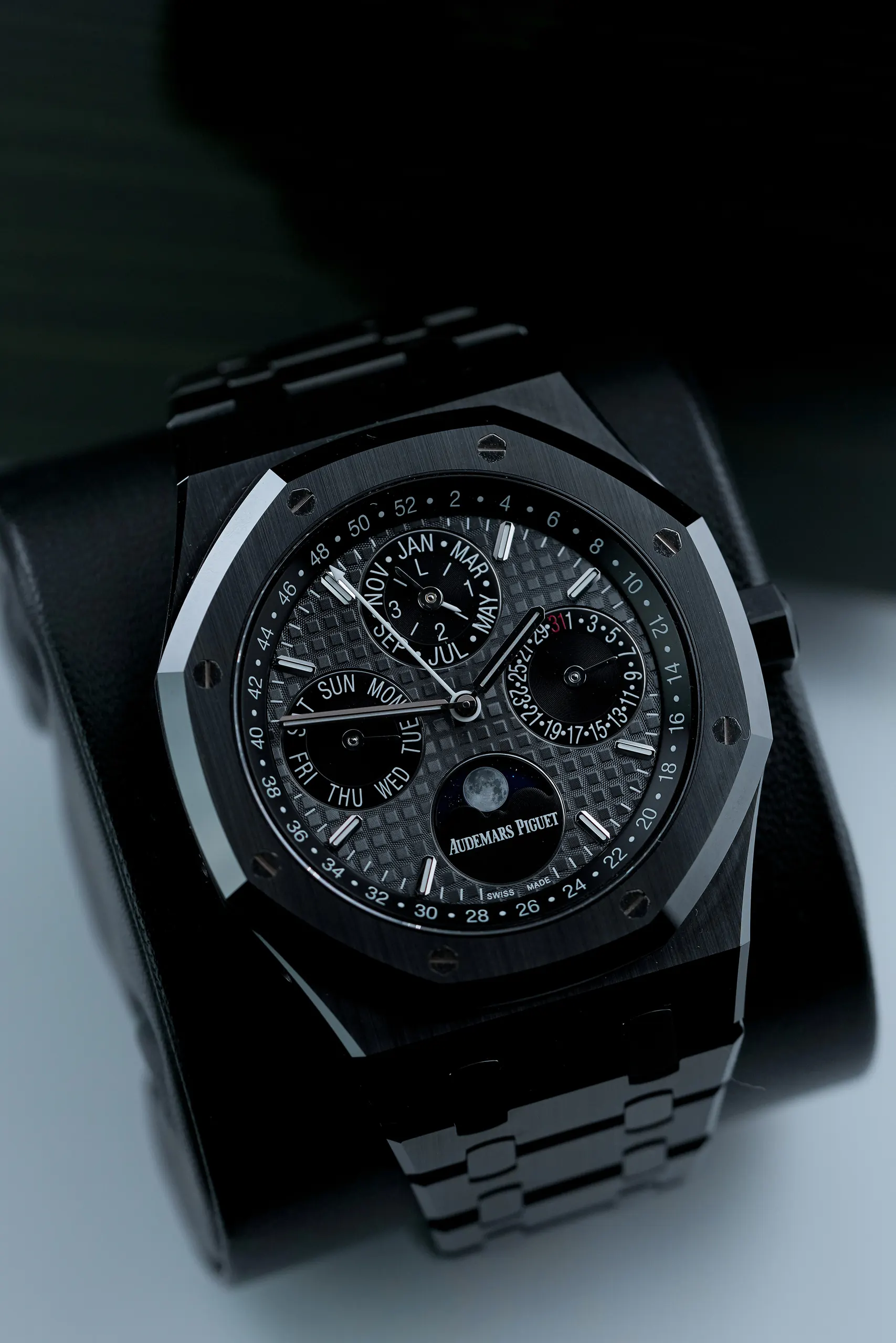 Audemars Piguet Royal Oak Perpetual Calendar Black Ceramic 26579CE full front view