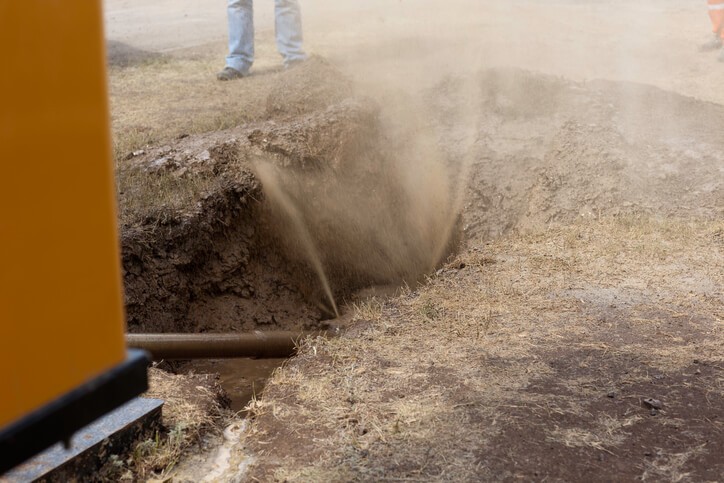 dirt removed and drill entering sole
