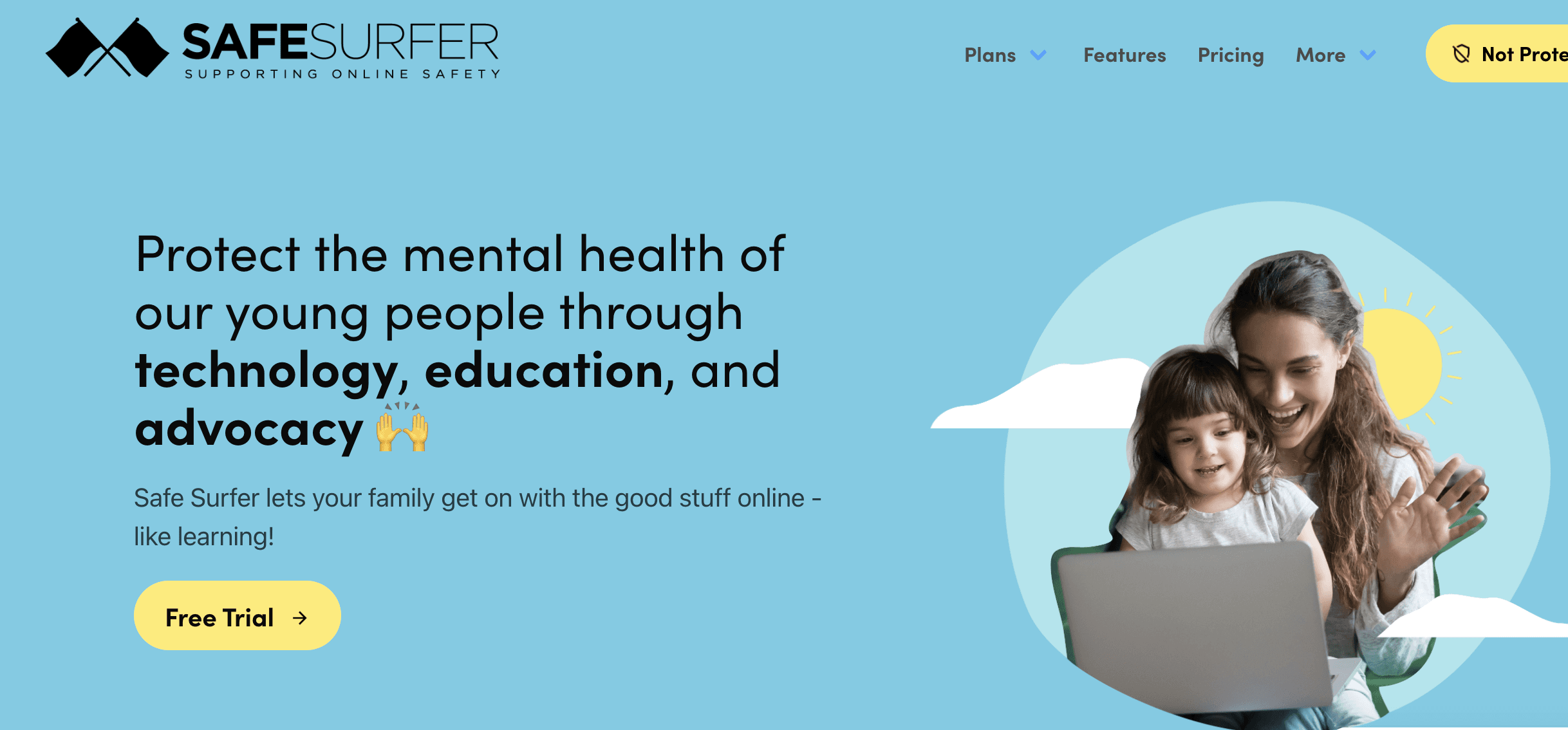 screenshot showing safe surfer website