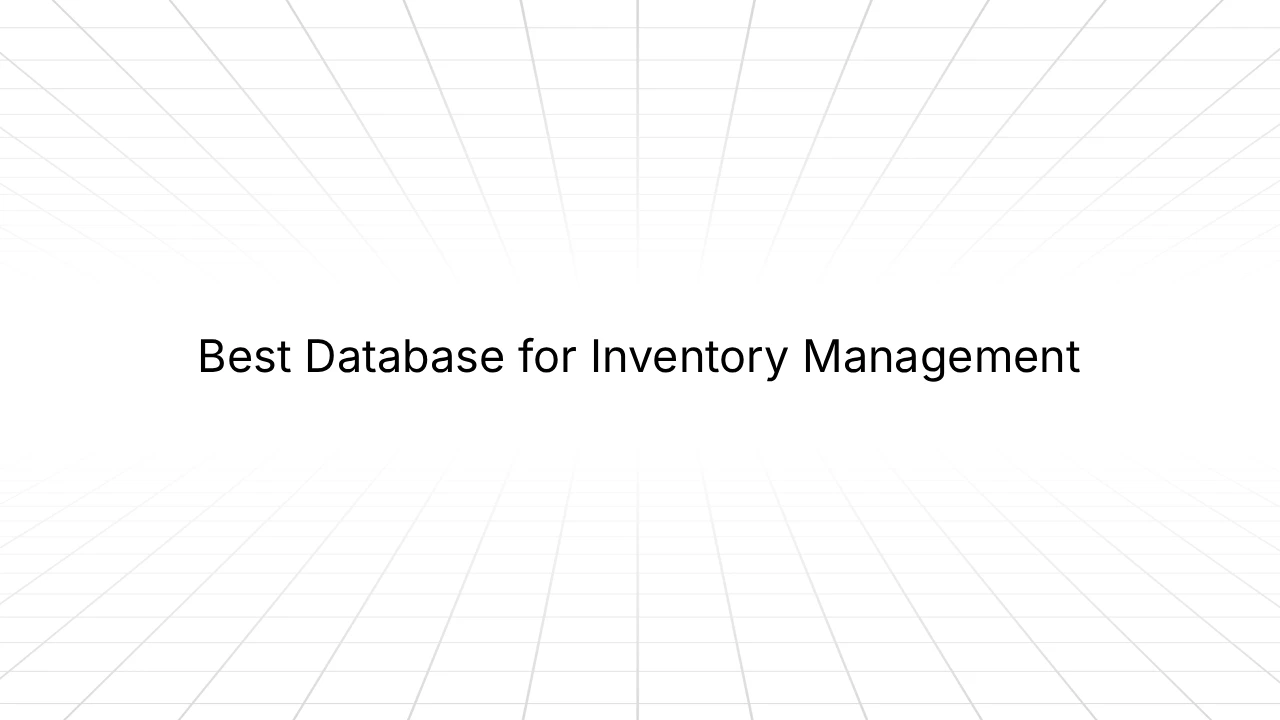 Minimalist blog header with diagonal line pattern background and centered black text reading 'Best Database for Inventory Management
