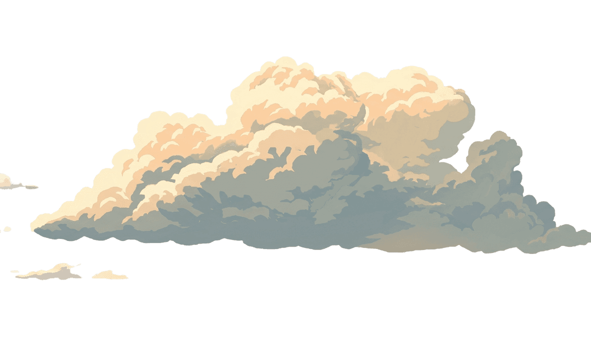 Pixel art cumulus cloud with soft peach and white tones.