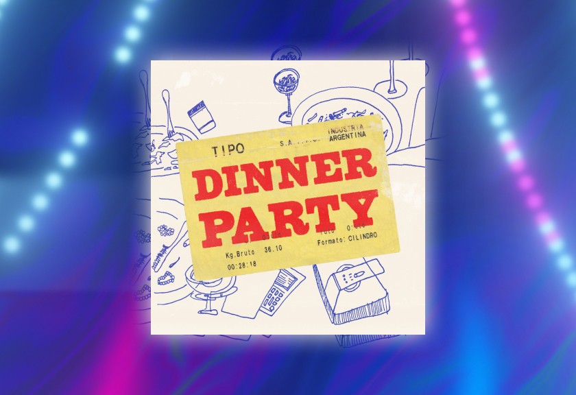 A vibrant and modern dinner party invitation with neon lights and a regal touch, great for hosting a themed dinner or a night out.