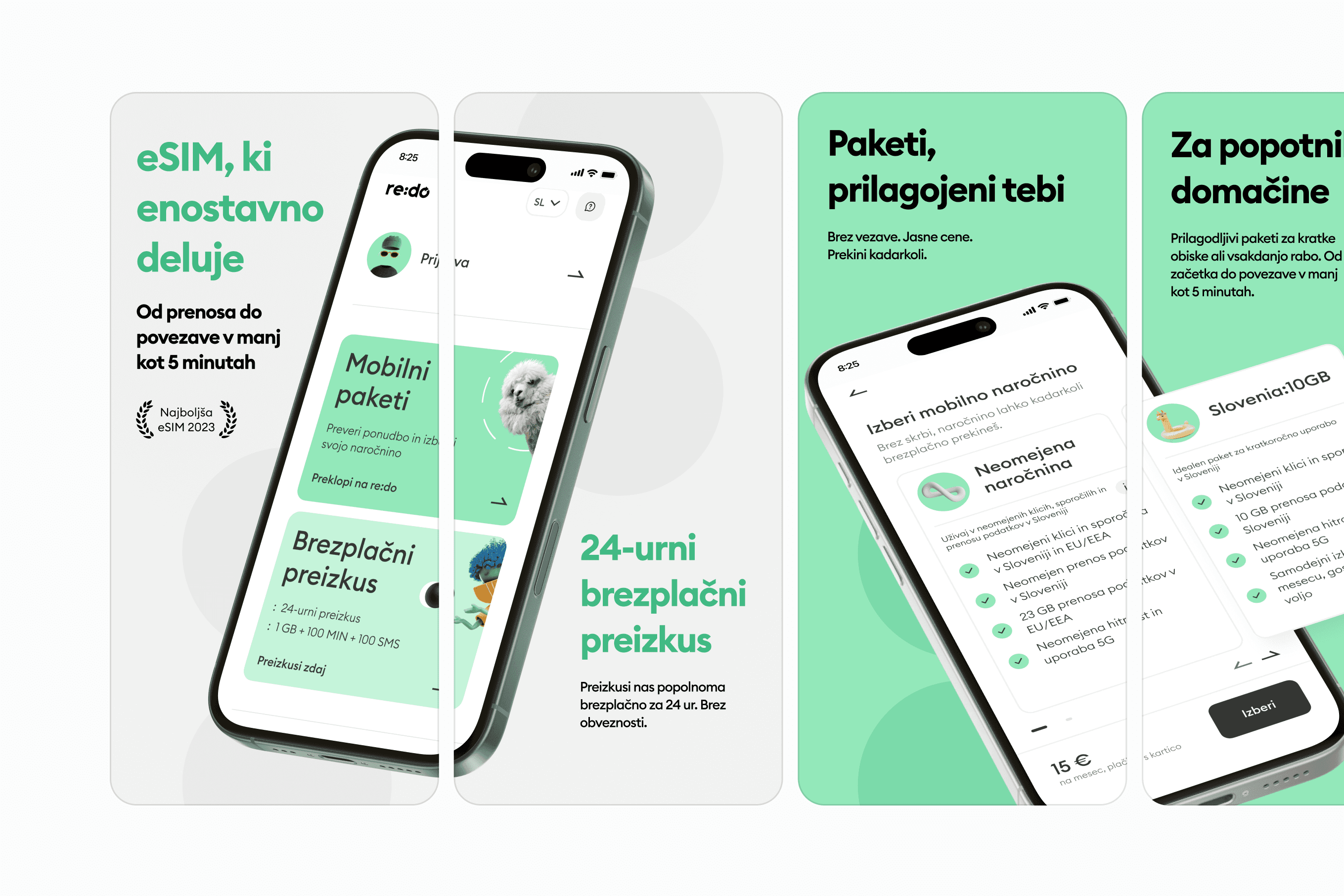 Predstavitvene grafike mobilne aplikacije re:do za trgovini z aplikacijami