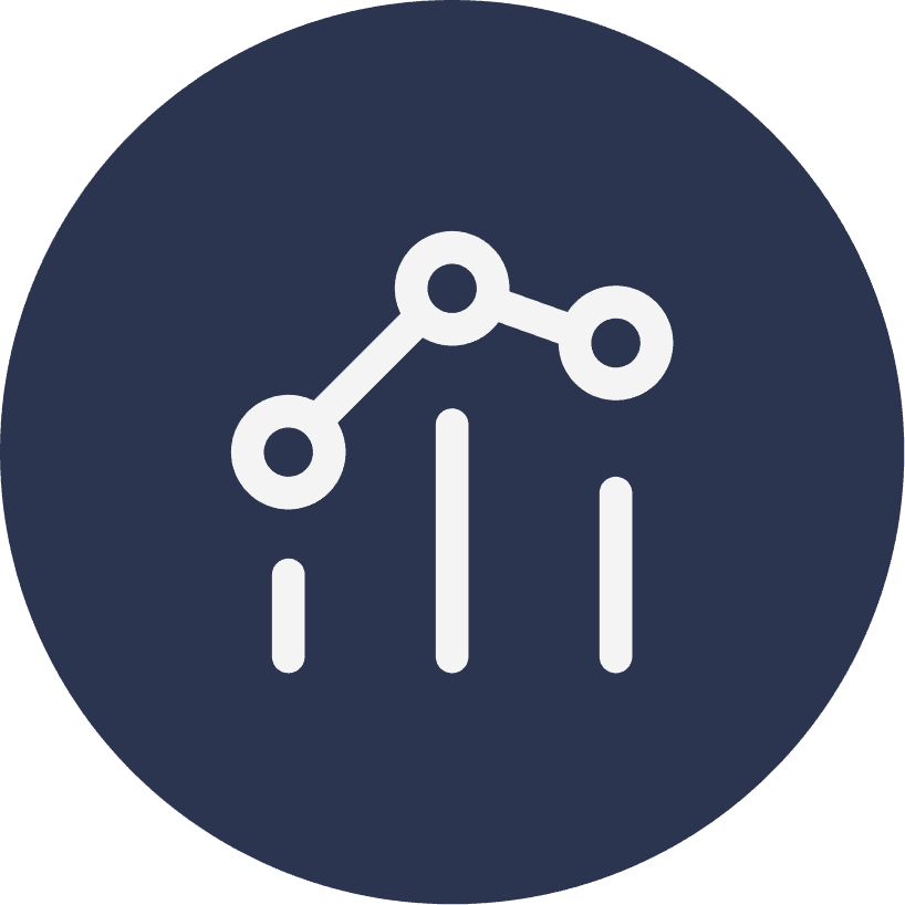 Representación gráfica de nodos y barras para análisis de datos y métricas en un dashboard.