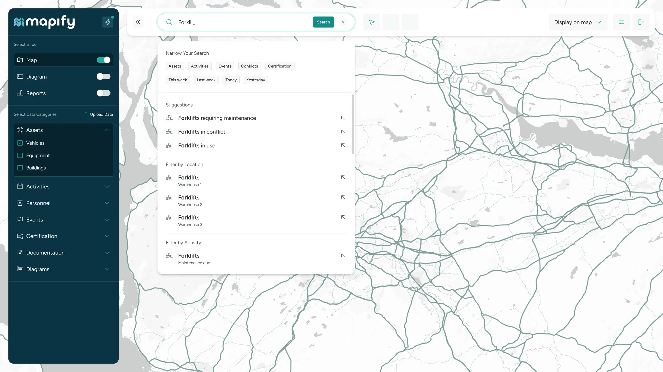 Mapify UI search filters