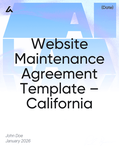 Website Maintenance Agreement Template – California
