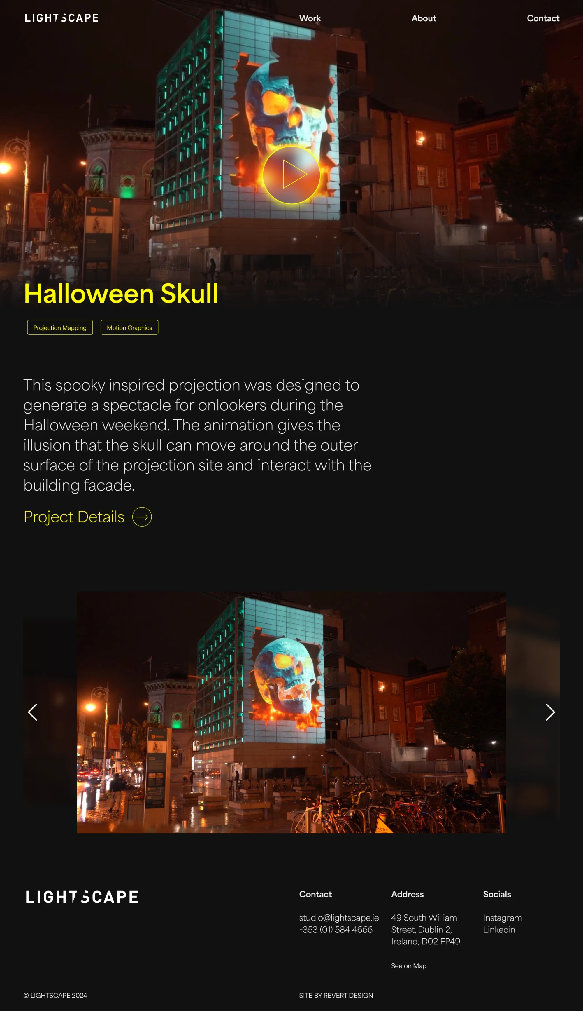 Full page design of a project page