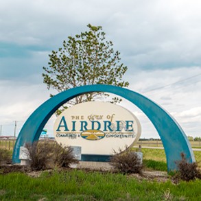 welcome to airdrie city sign