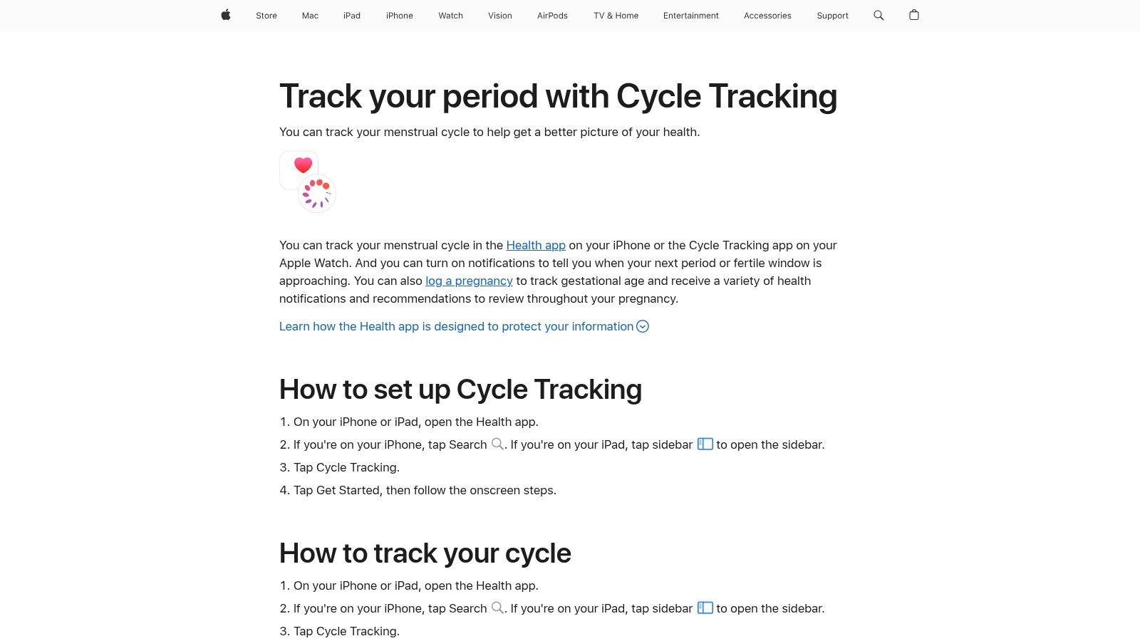 Apple Health – Cycle Tracking