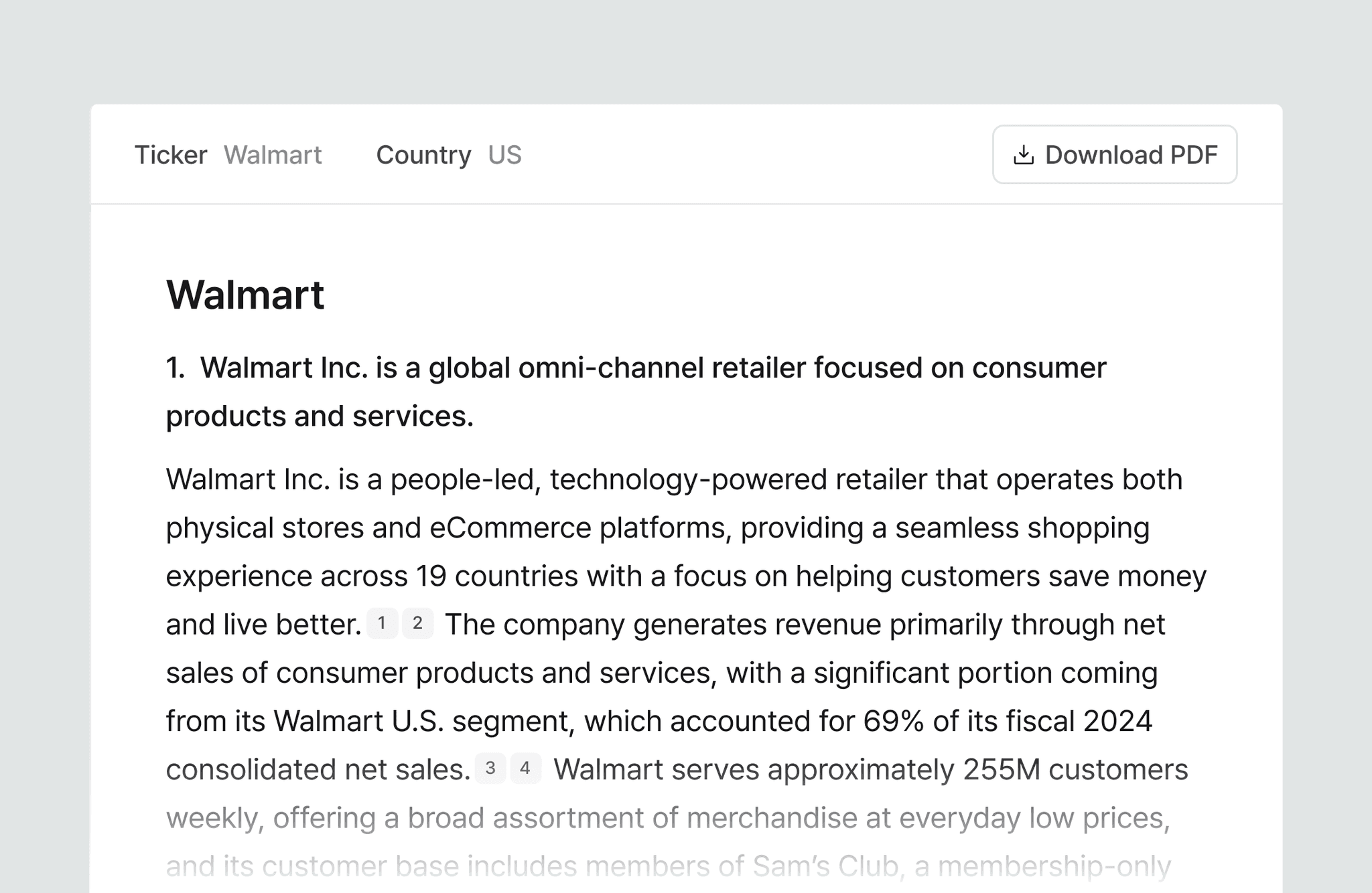 AI-generated equity research primer with company insights and financial data