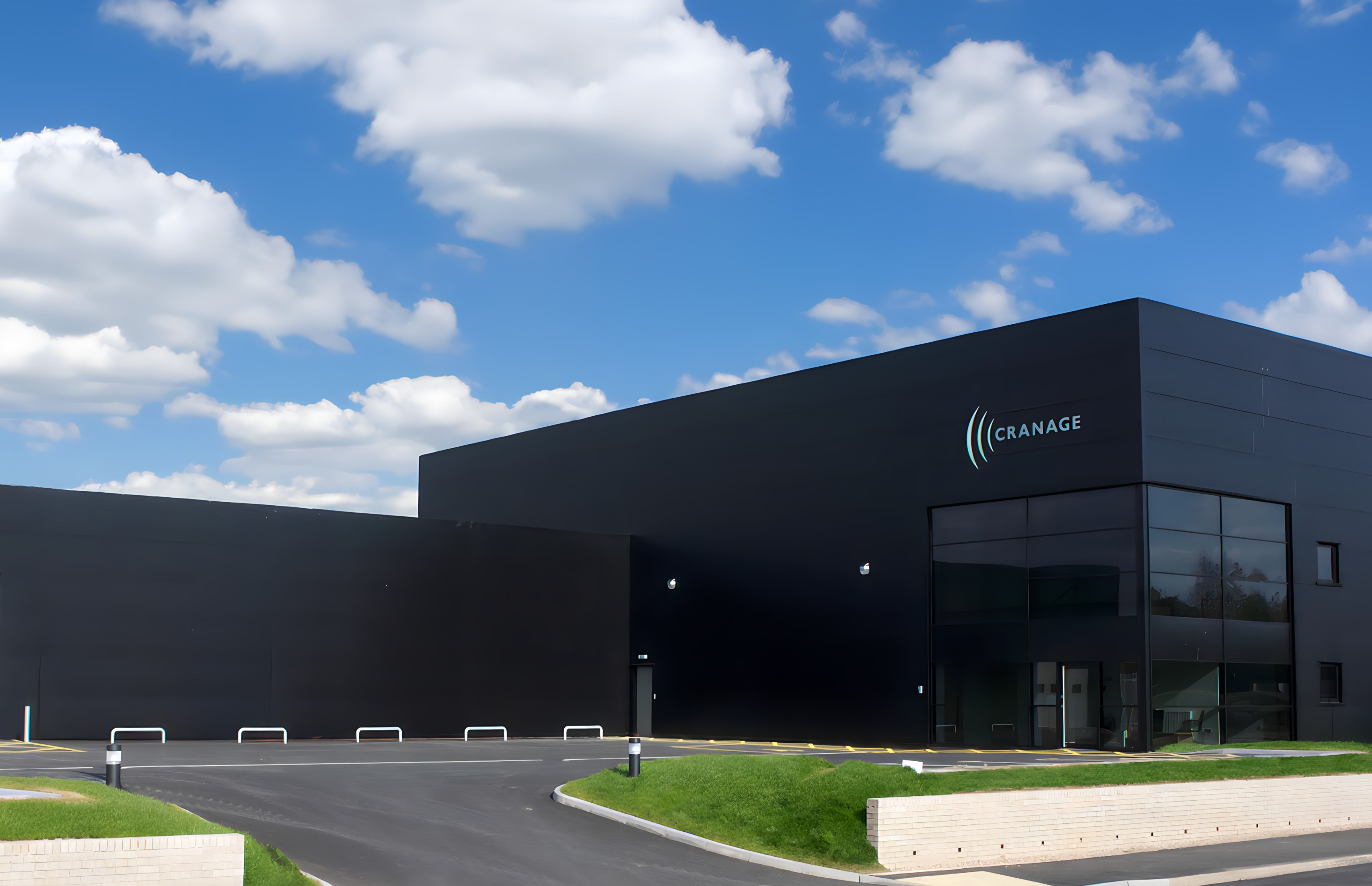 Completed steel-framed and cladded industrial unit at Tern Valley Business Park constructed by Matrix IDC in Shropshire