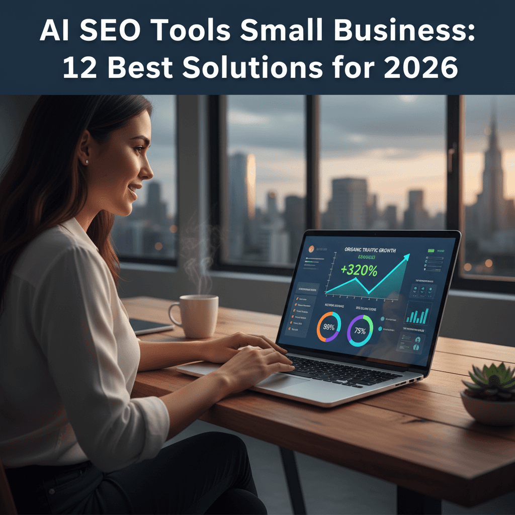 AI SEO tools small business dashboard showing traffic analytics