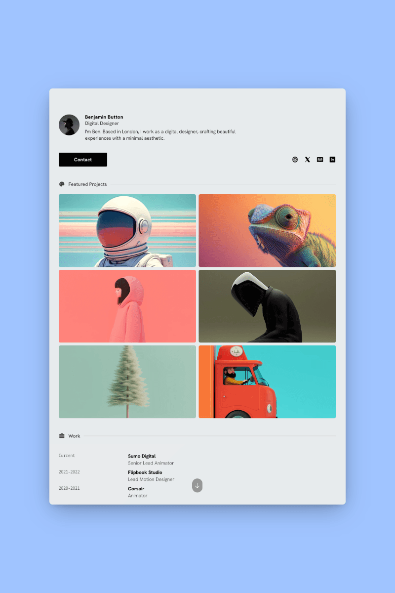 Thumbnail of a resume template landing page
