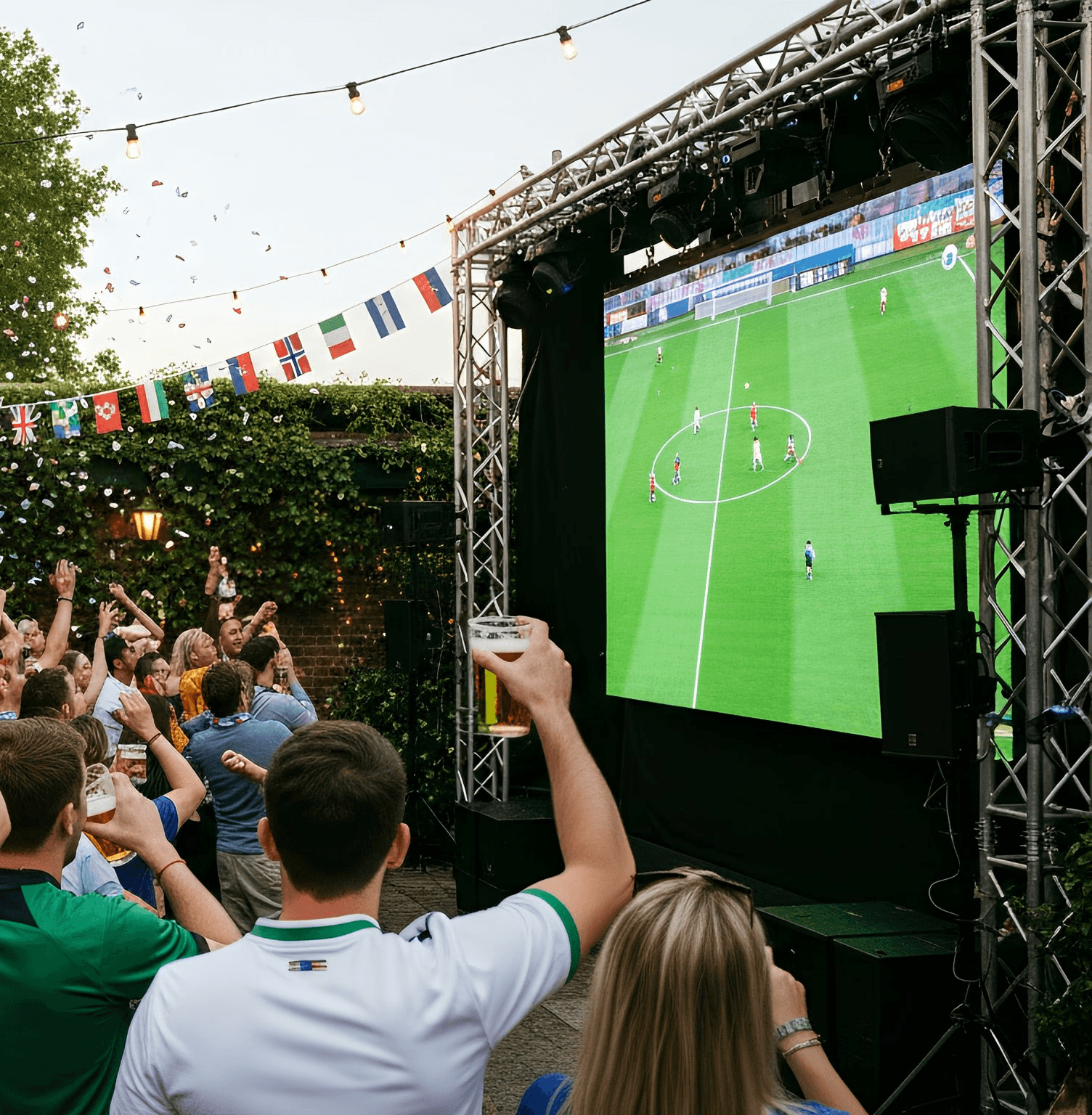 a stadium full of people watching a soccer game