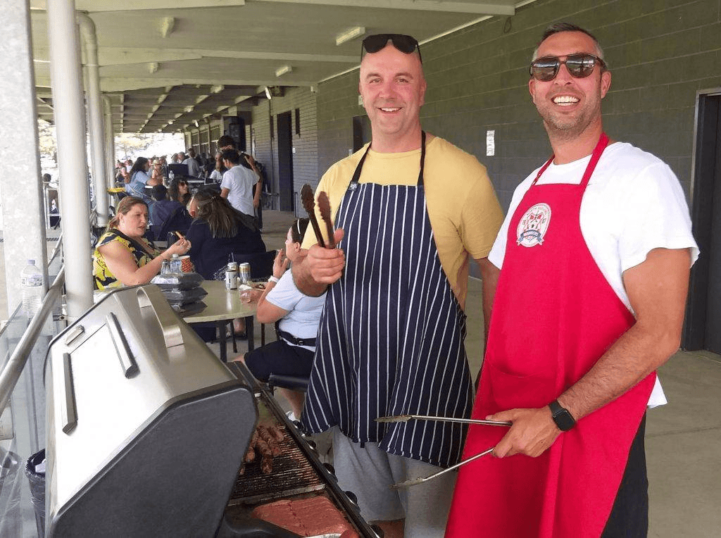Club volunteers assisting at the North Geelong Warriors canteen on matchday.