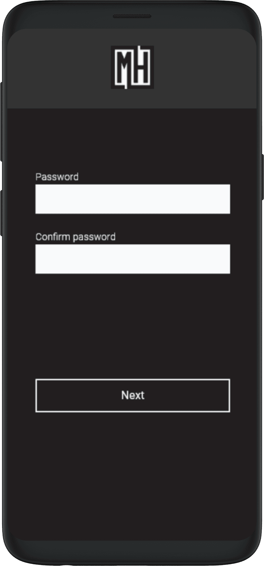 ManHealth companion app create password page.