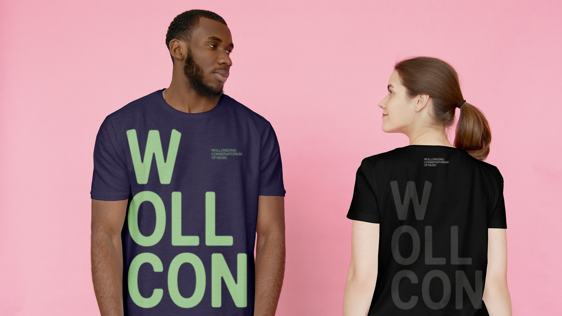 WollCon t-shirt design displaying redesigned logo and brand colours.