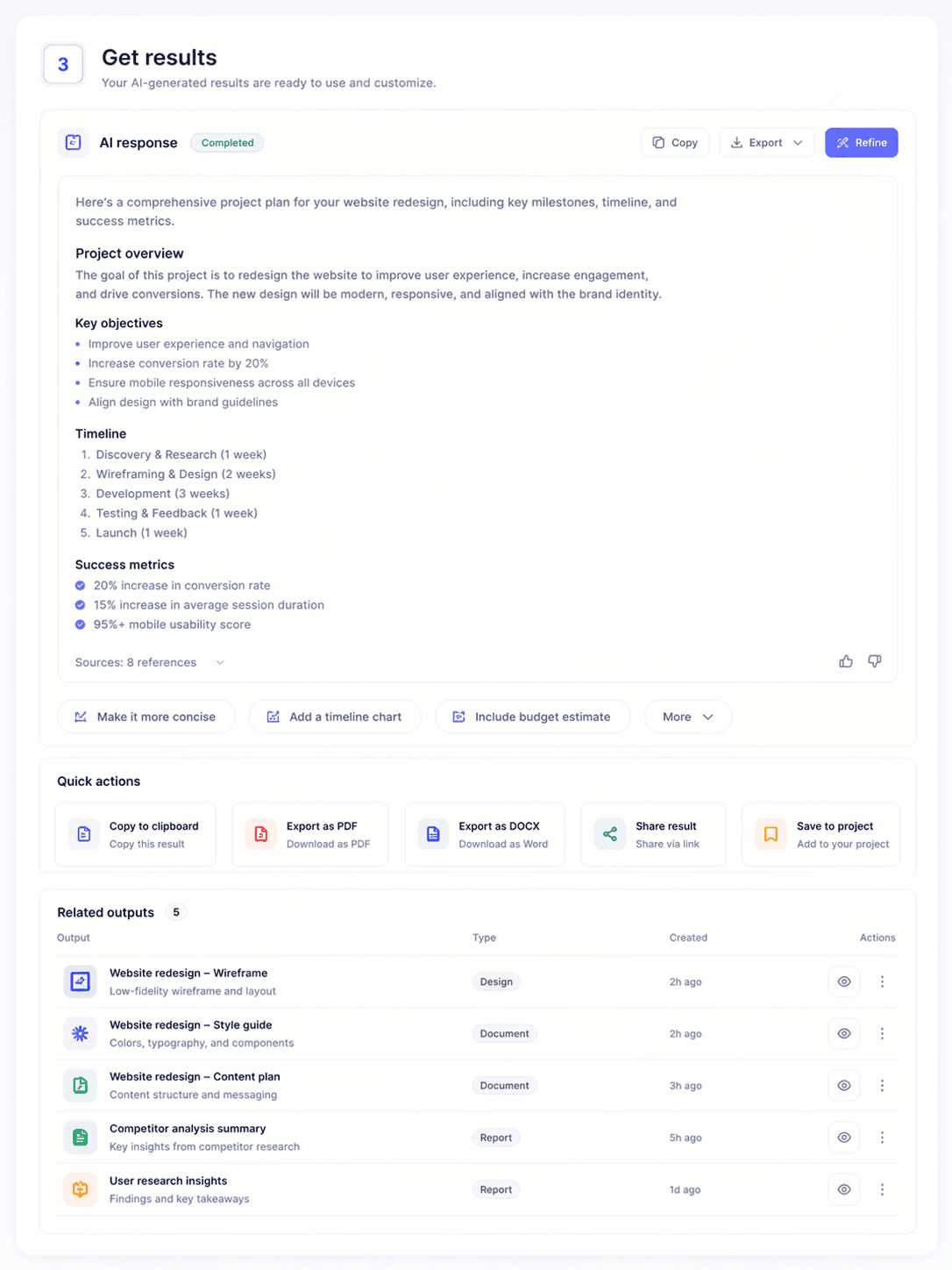 AI app dashboard
