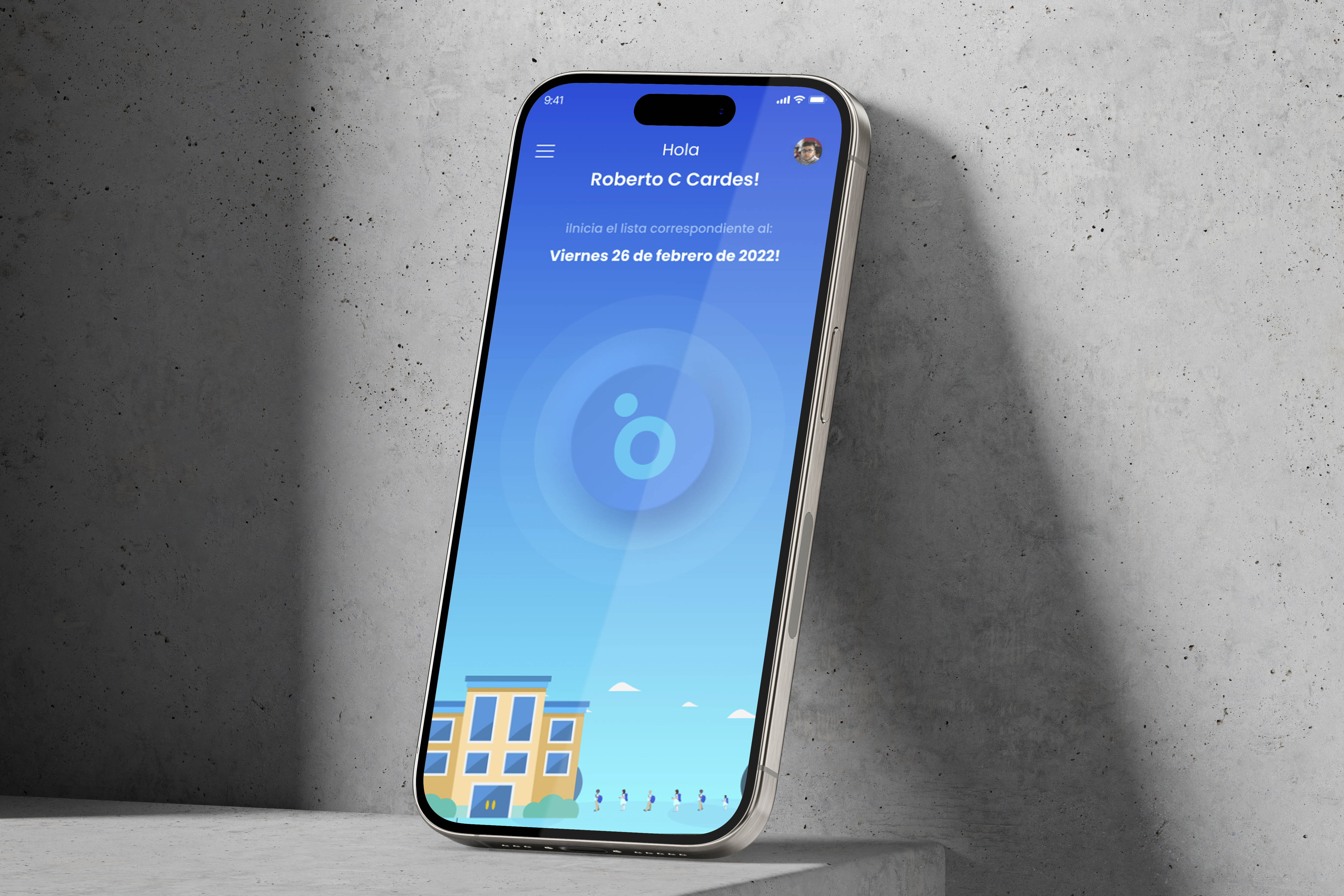 A mockup of an iPhone placed on a chair's back