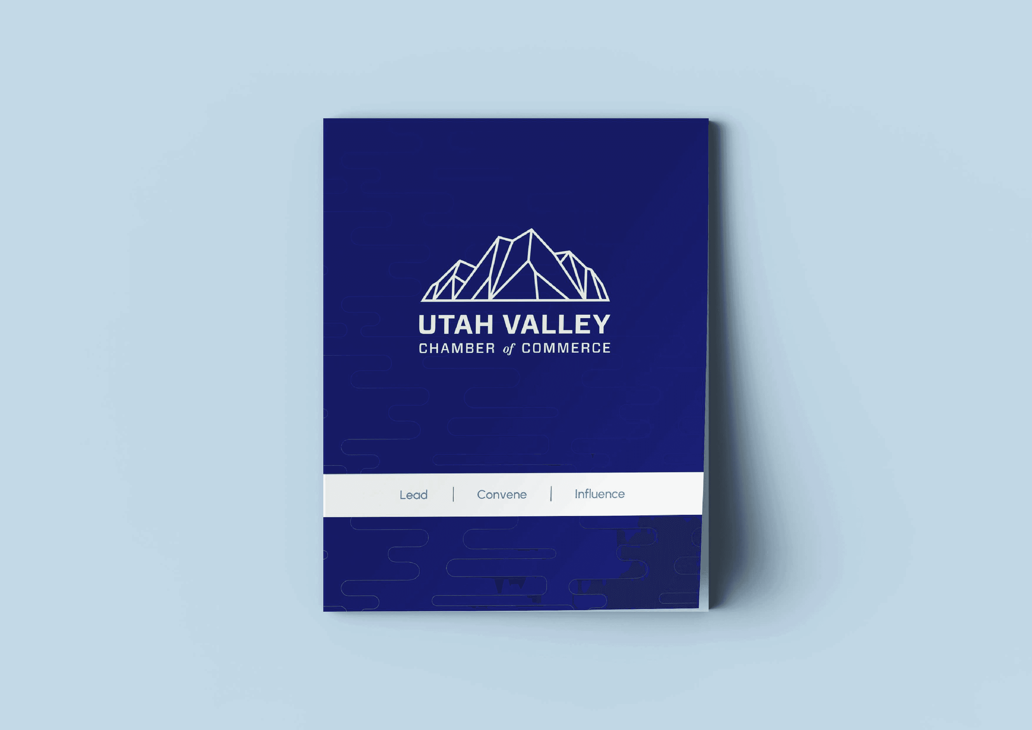 Utah Valley Chamber of Commerce brochure cover with mountain logo.