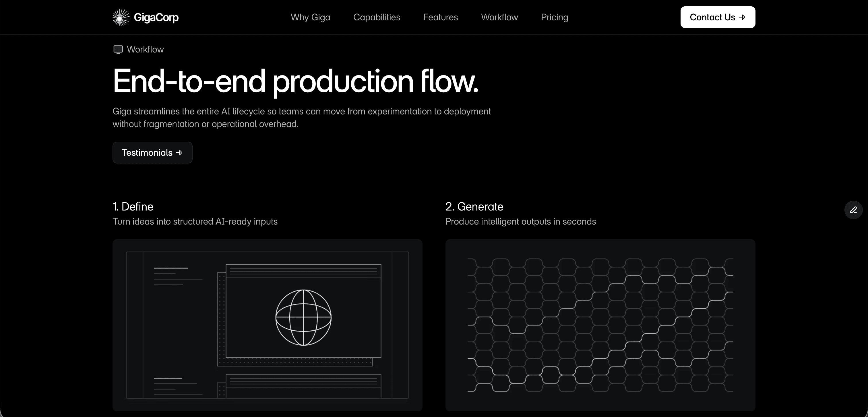 Giga Premium AI SaaS and Software Launch Framer Template Workflow Section