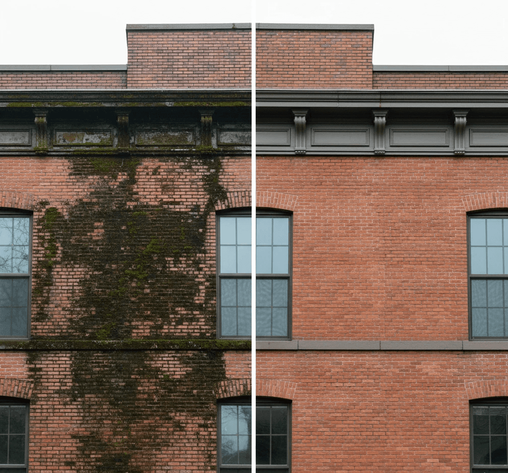 brick face biological growth removal
