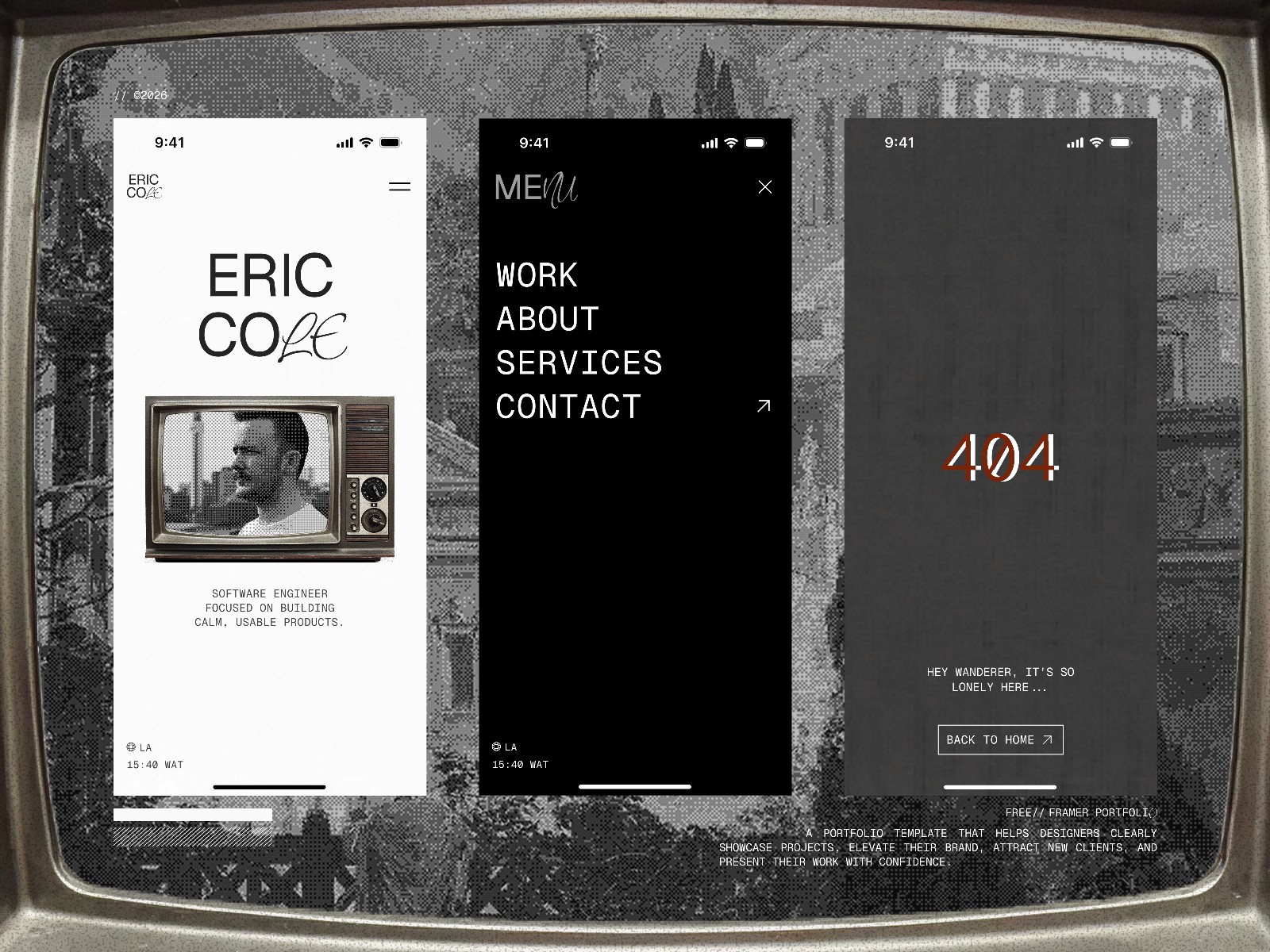 ERIC COLE — 黑白极简现代作品集网站设计灵感