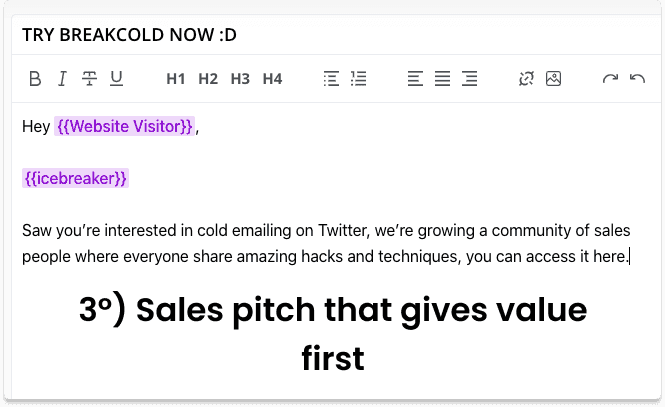 Cold Email Sales Pitch Value | Breakcold