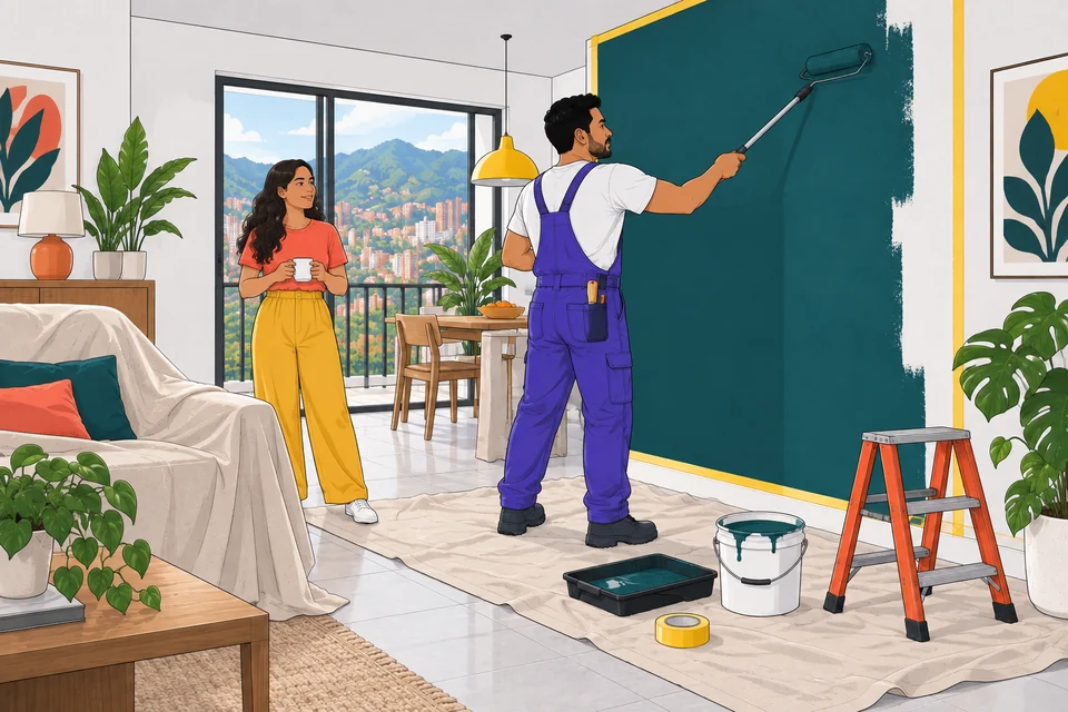 Ilustración de un servicio de pintura
