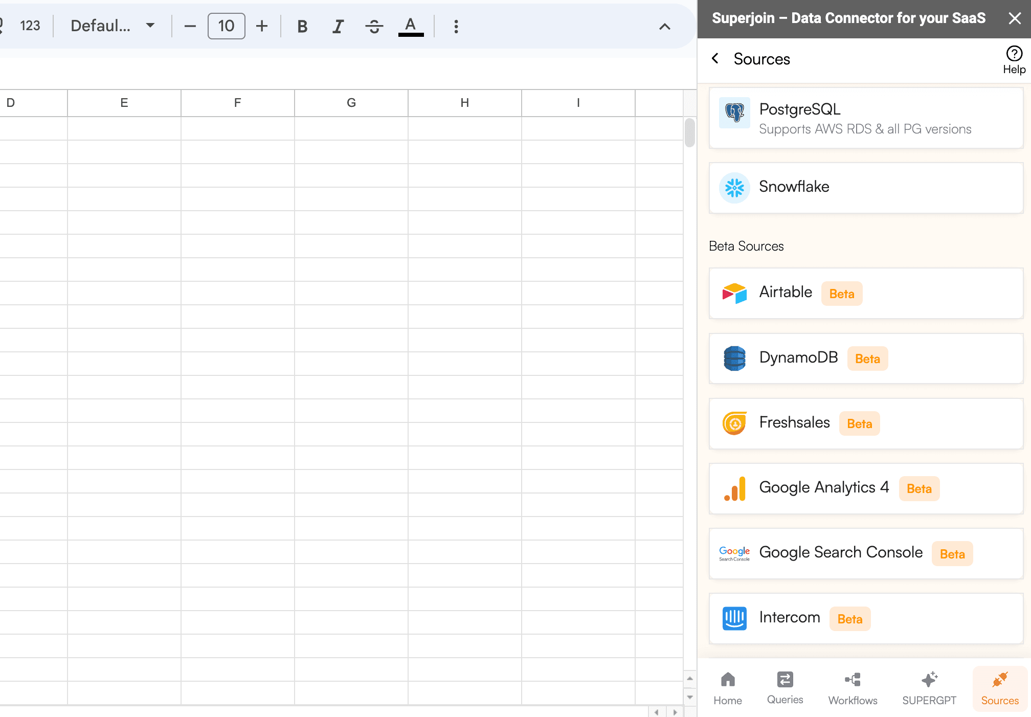 Data connectors list