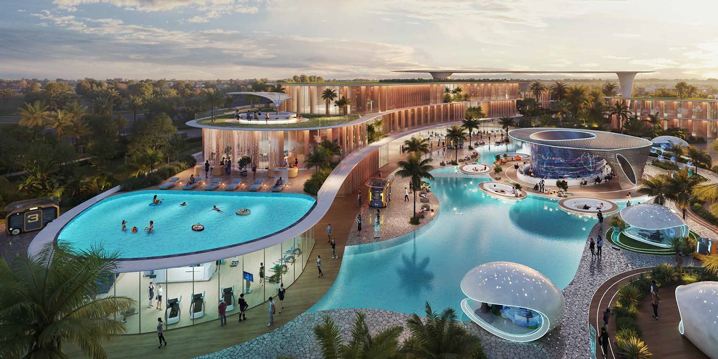 New Jumeirah Al Quoz Resort by DAMAC Properties, showcasing modern architecture and luxurious amenities in the Bahamas.