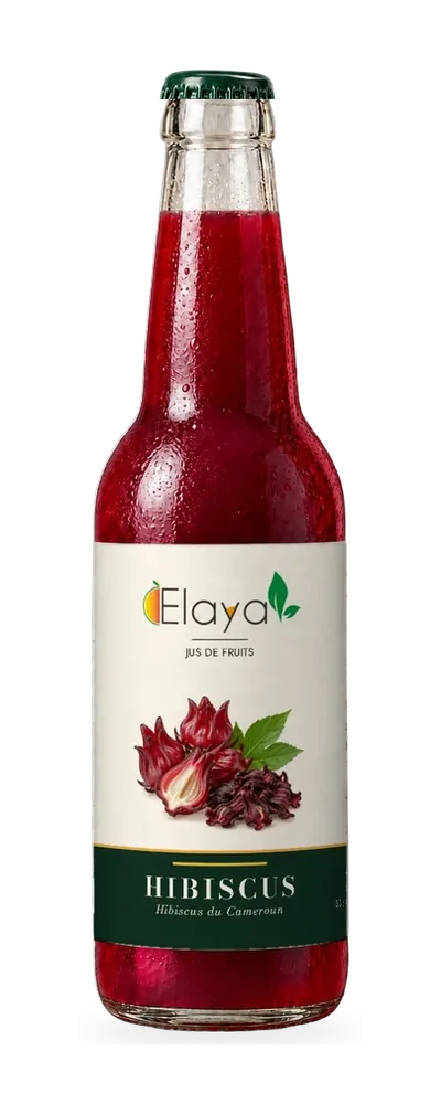 Bouteille ELAYA Hibiscus, jus de fruits du Cameroun, 33 cl