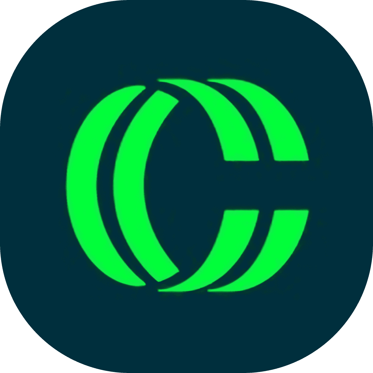 Green "C" logo on blue background