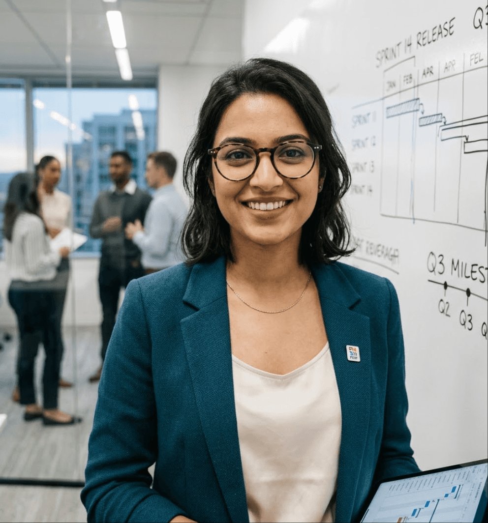 Product manager using an online timeline maker for roadmap reviews and sprint milestone tracking