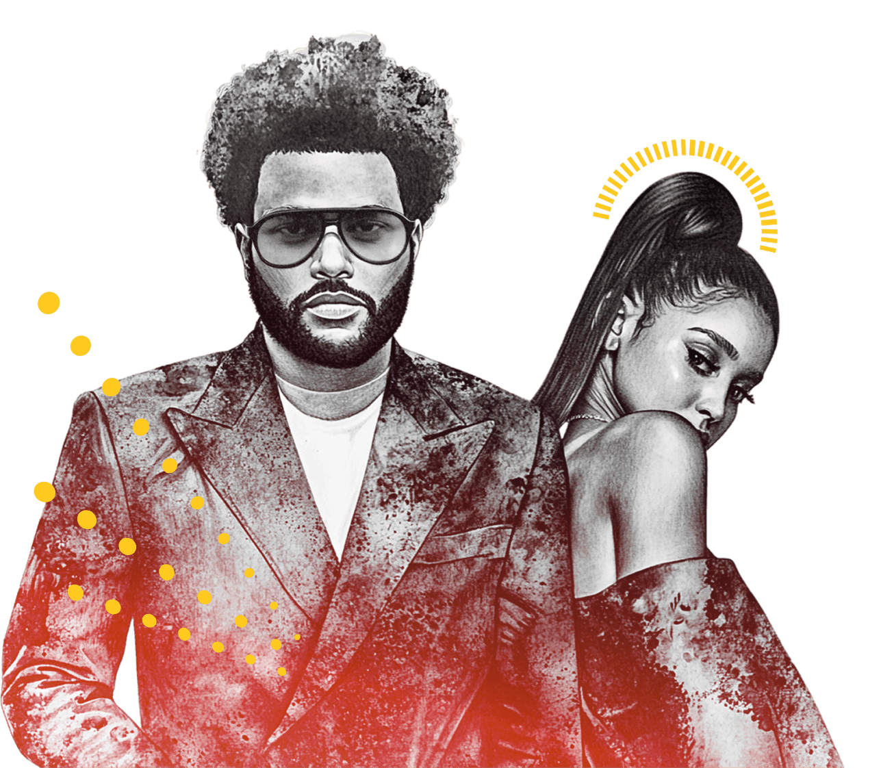 Graphic image of The WKND and Ariana Grande