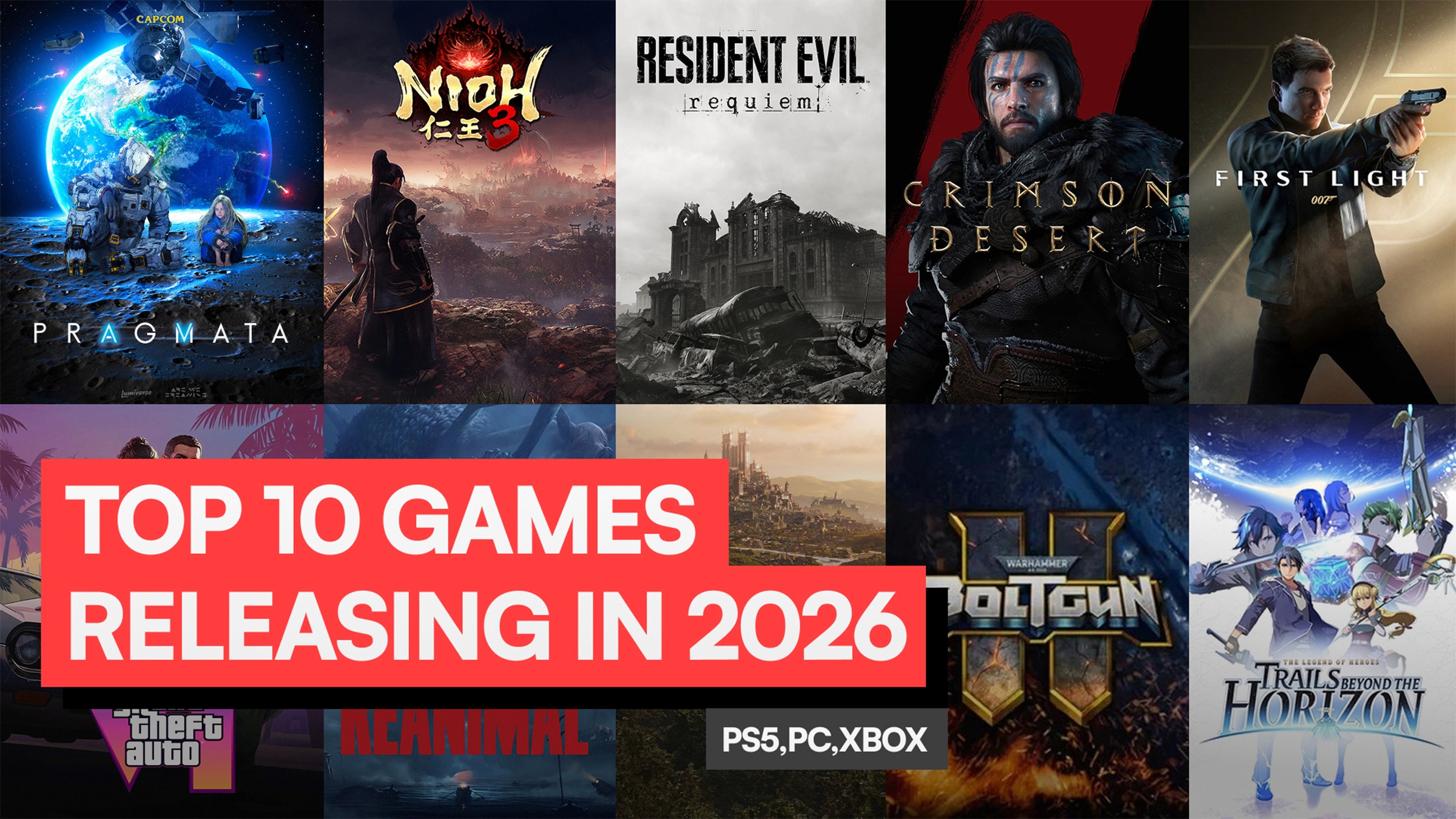 GTA 6, Crimson Desert, Resident Evil Requiem, Nioh 3, new games 2026, upcoming games 2026, PS5 games, Xbox Series X games, PC gaming, gaming news, upcoming releases, next gen games, 2026 video games, Fable reboot, Pragmata, Reanimal, Trails Beyond the Horizon