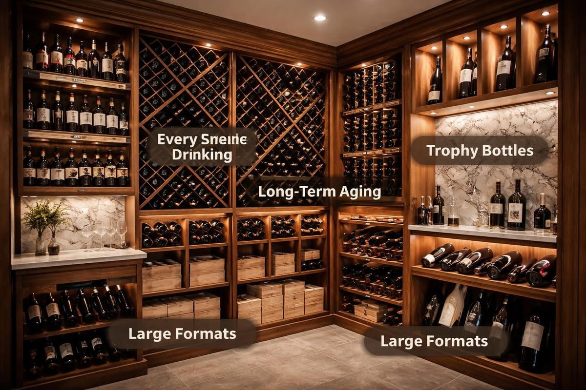 Wine cellar organization zones