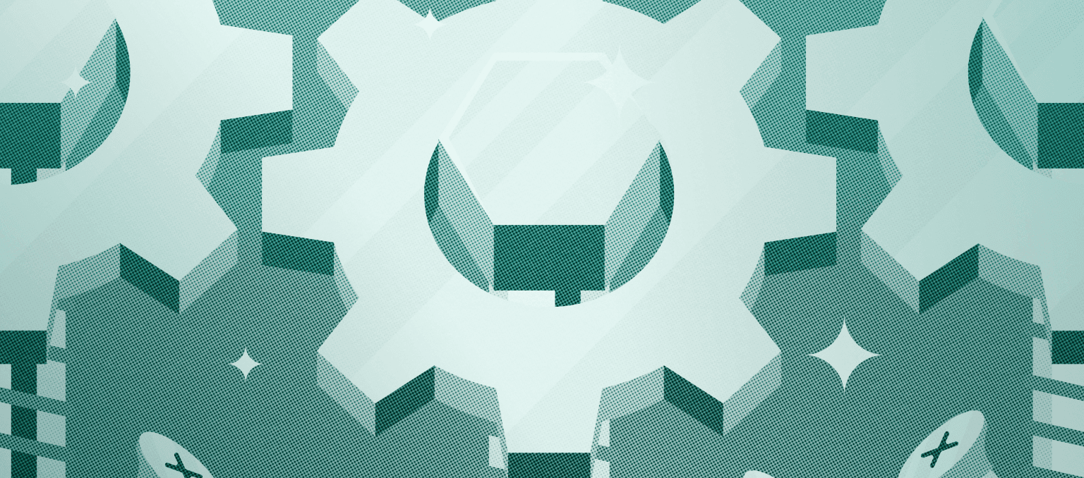 Illustration of gears and automation icons symbolizing marketing automation systems and workflow efficiency for nonprofit organizations.
