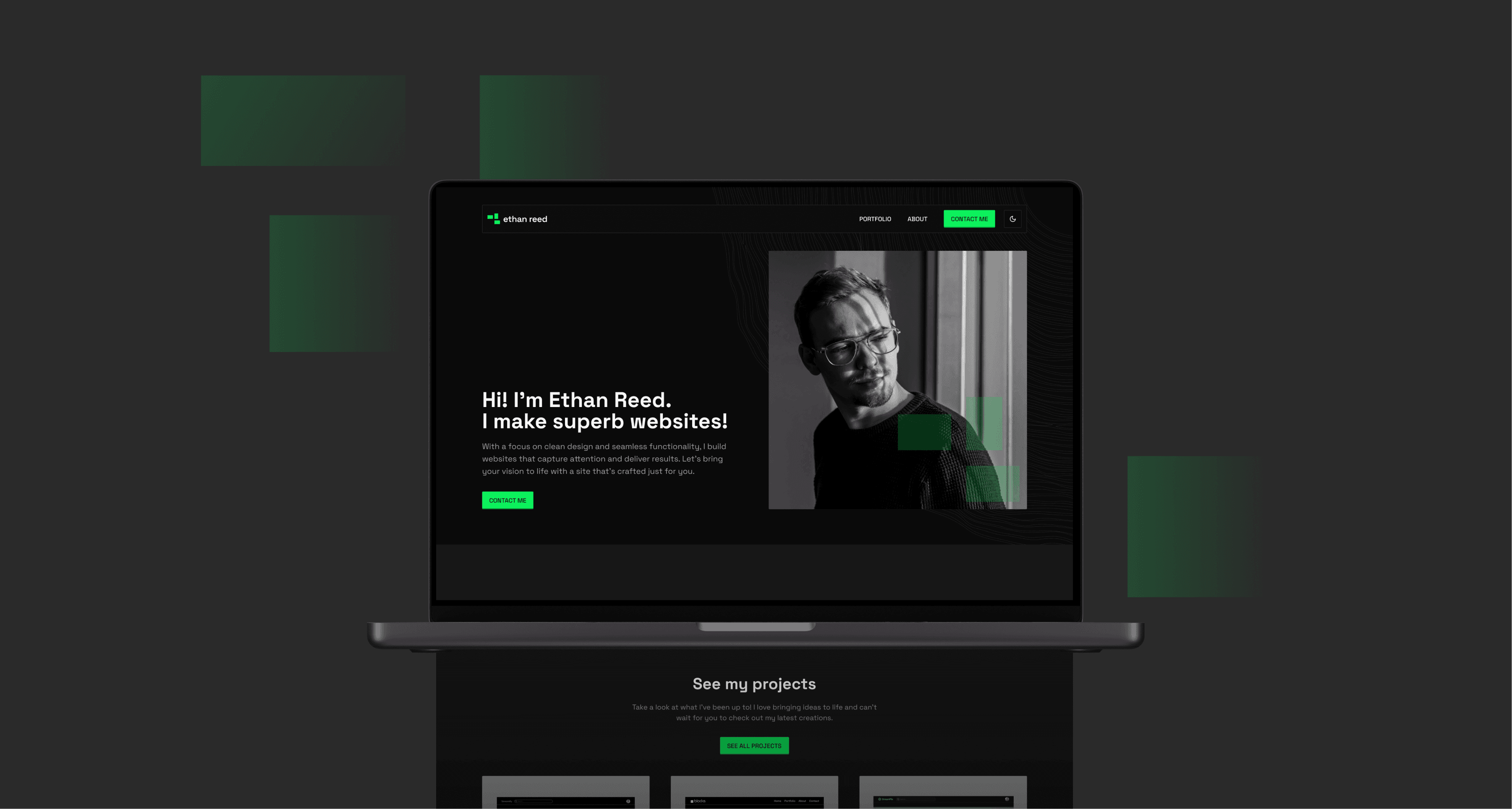 Project presents on laptop mockup