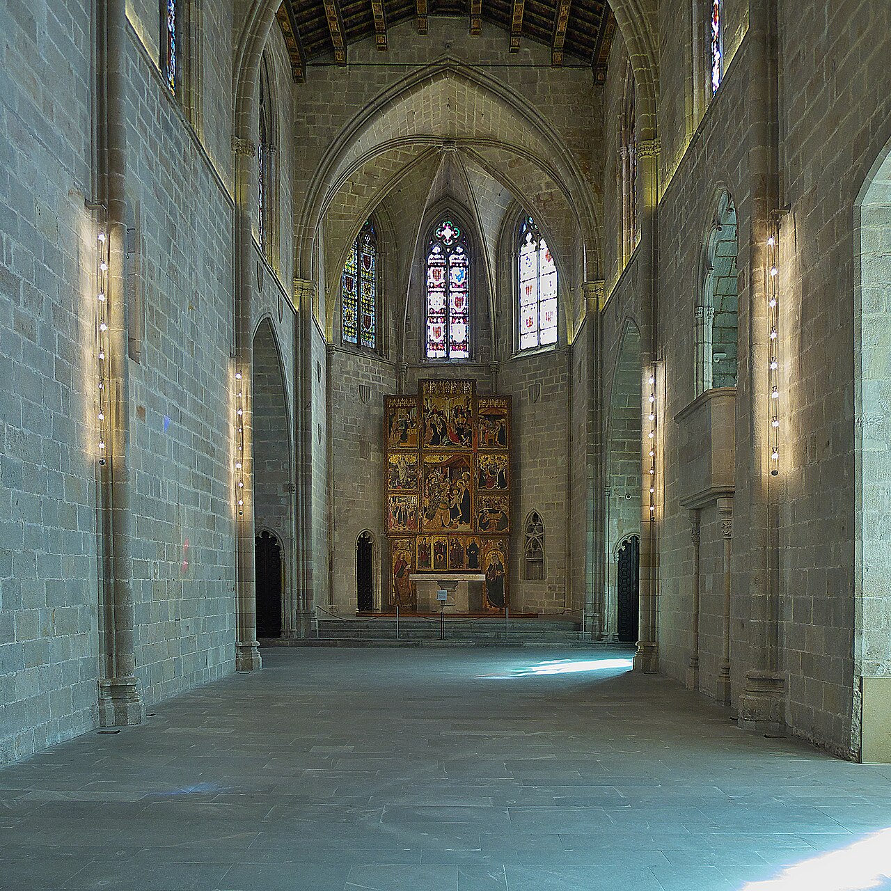 Saint Agatha chapel with its gothic altarpiece in Barcelona.