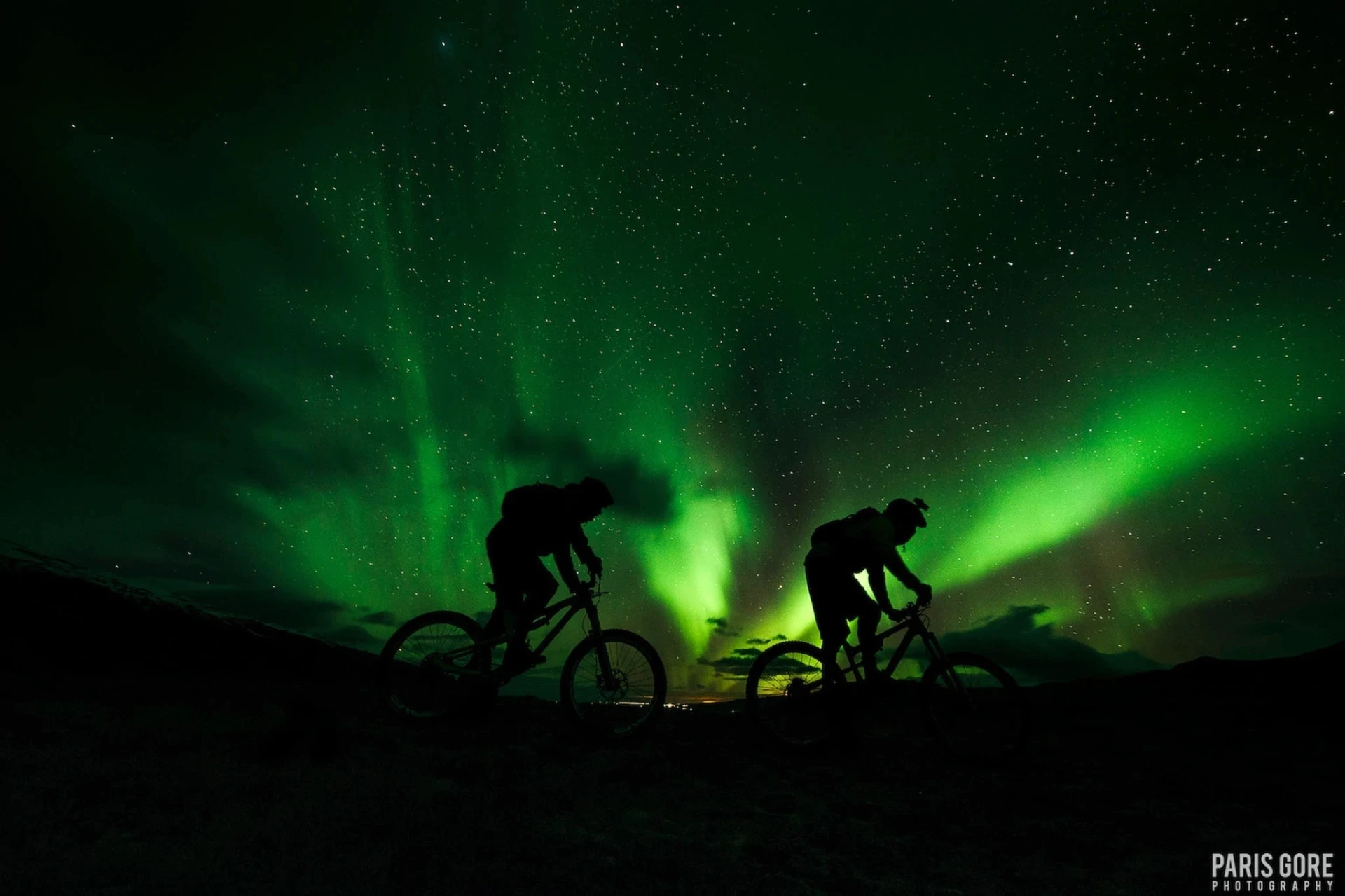 MTB riding during night with Icelandic lights