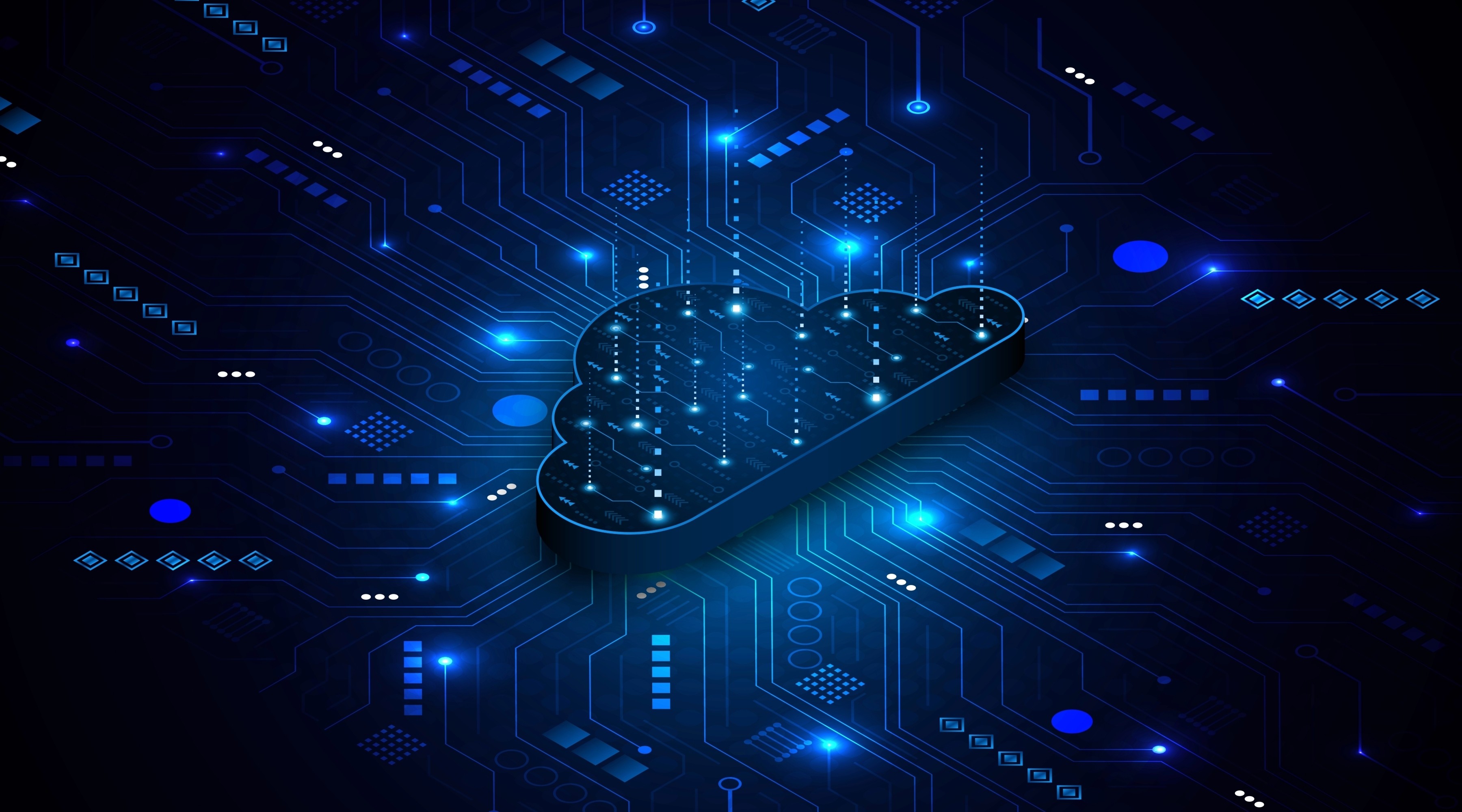 Cloud infrastructure and digital data network background for cloud migration and computing.