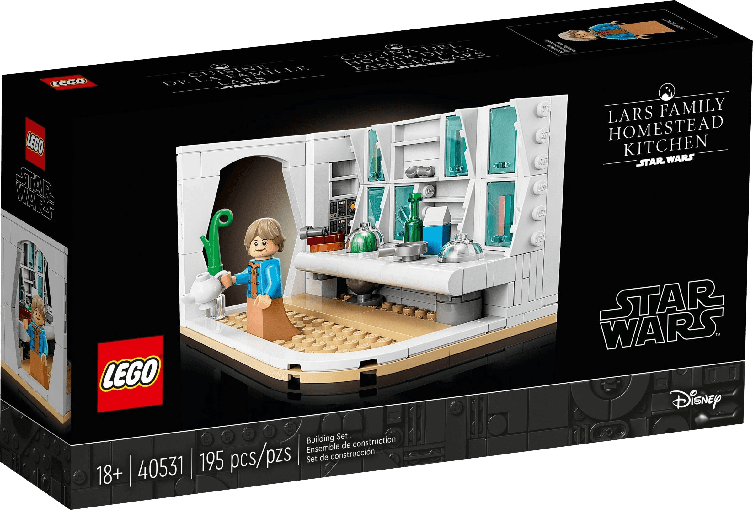 LEGO® Lars Family Homestead Kitchen (sett 40531) - produkteske forfra med kjøkkenscenen, Brikkenerd