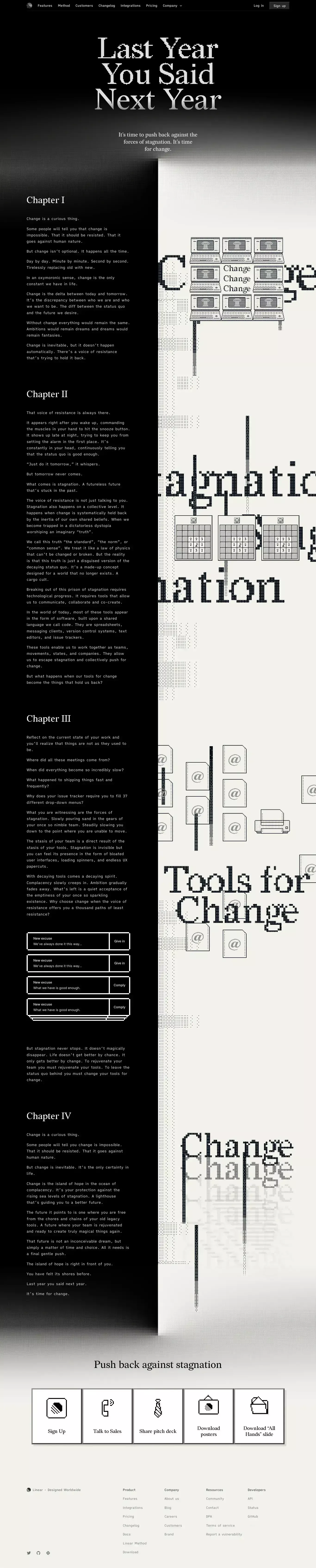 Last Year You Said Next Year –&nbsp;Linear other page screenshot showcasing Tech design