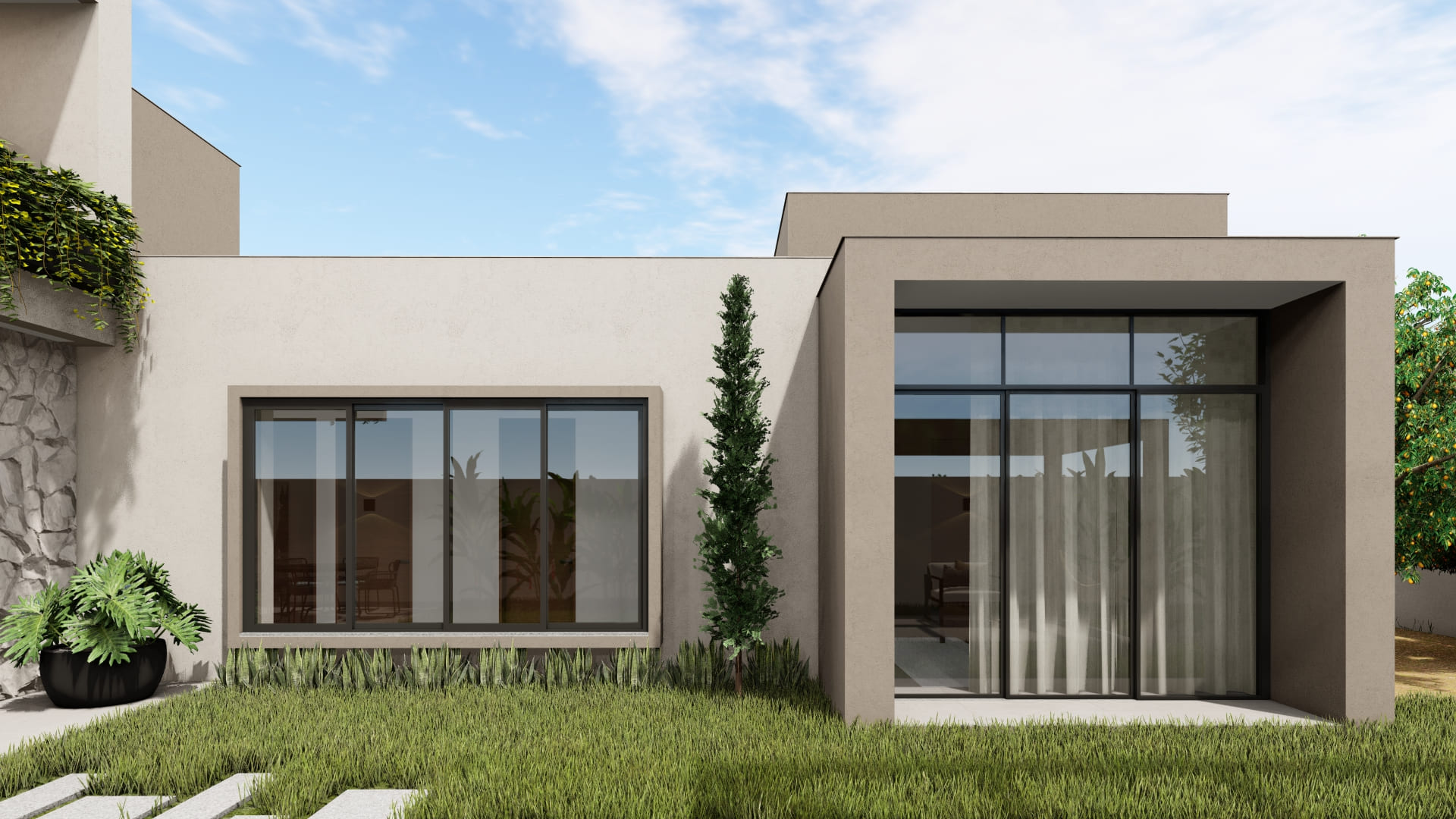 Projeto arquitetônico residencial da Meraki Arquitetura, com design inteligente, estética contemporânea e integração com o entorno.