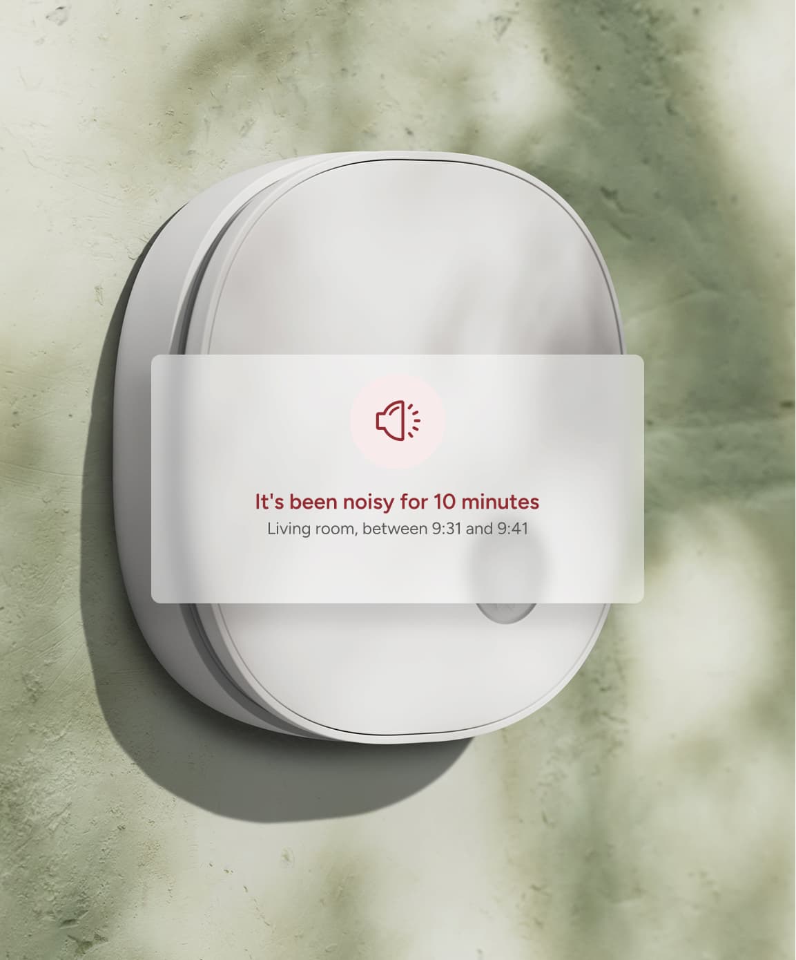 NoiseAware Device on Wall with Alert on Top