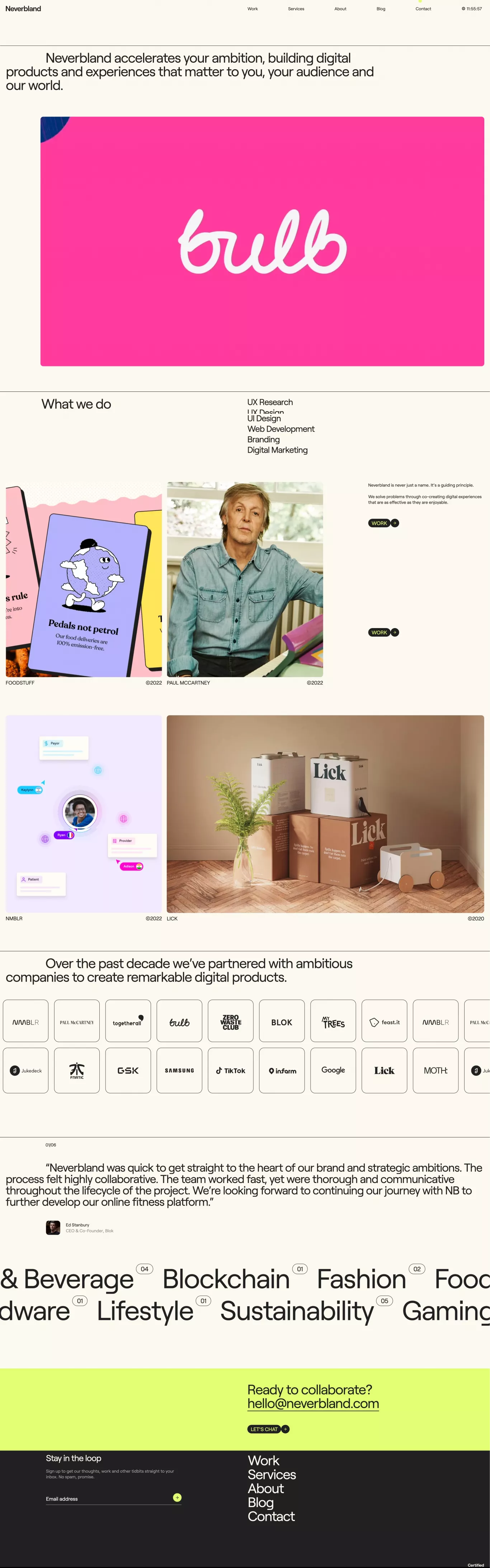 Digital Product Studio & Agency, London portfolio page screenshot showcasing Design and Tech design
