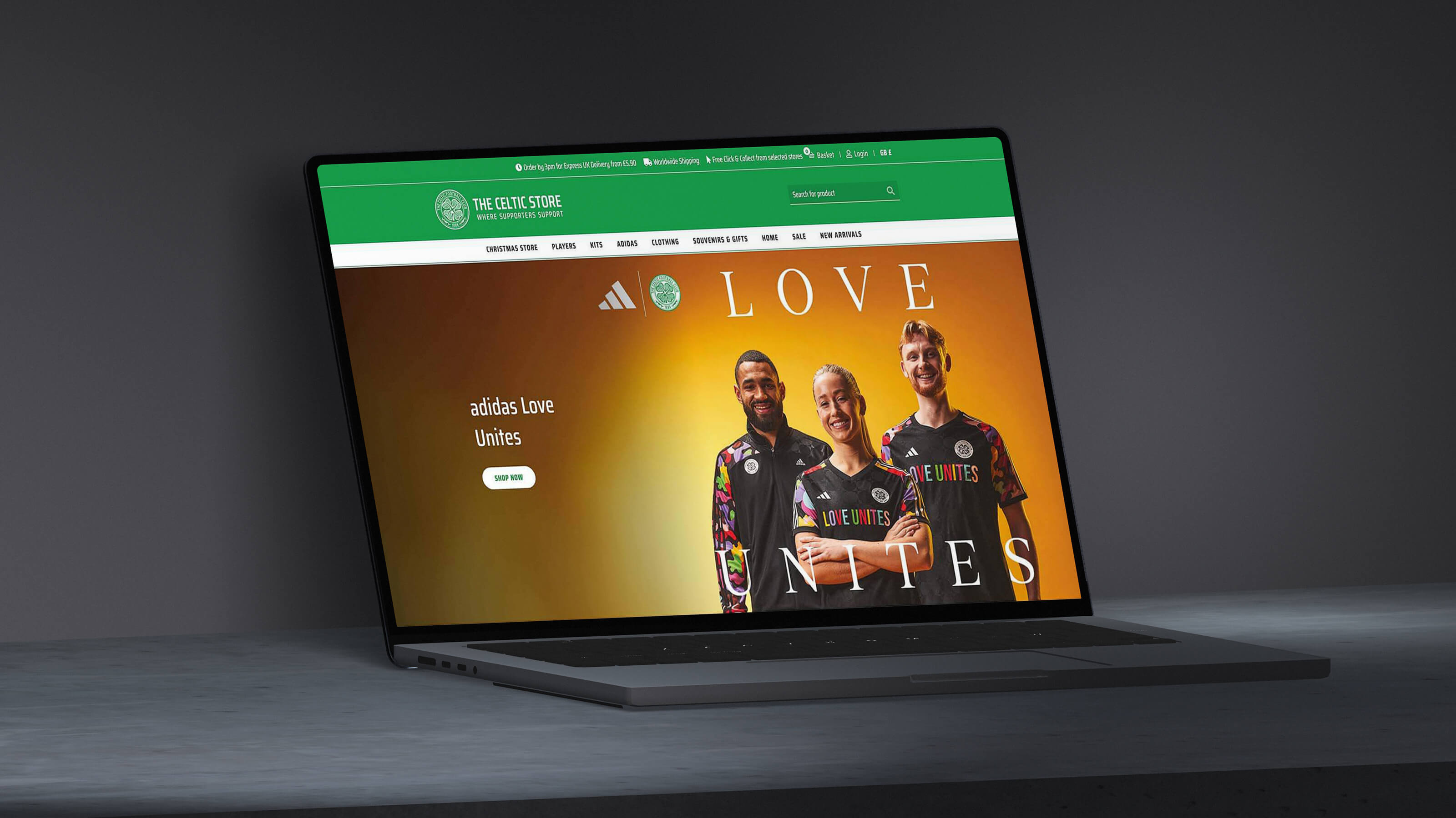 celtic website displayed on laptop