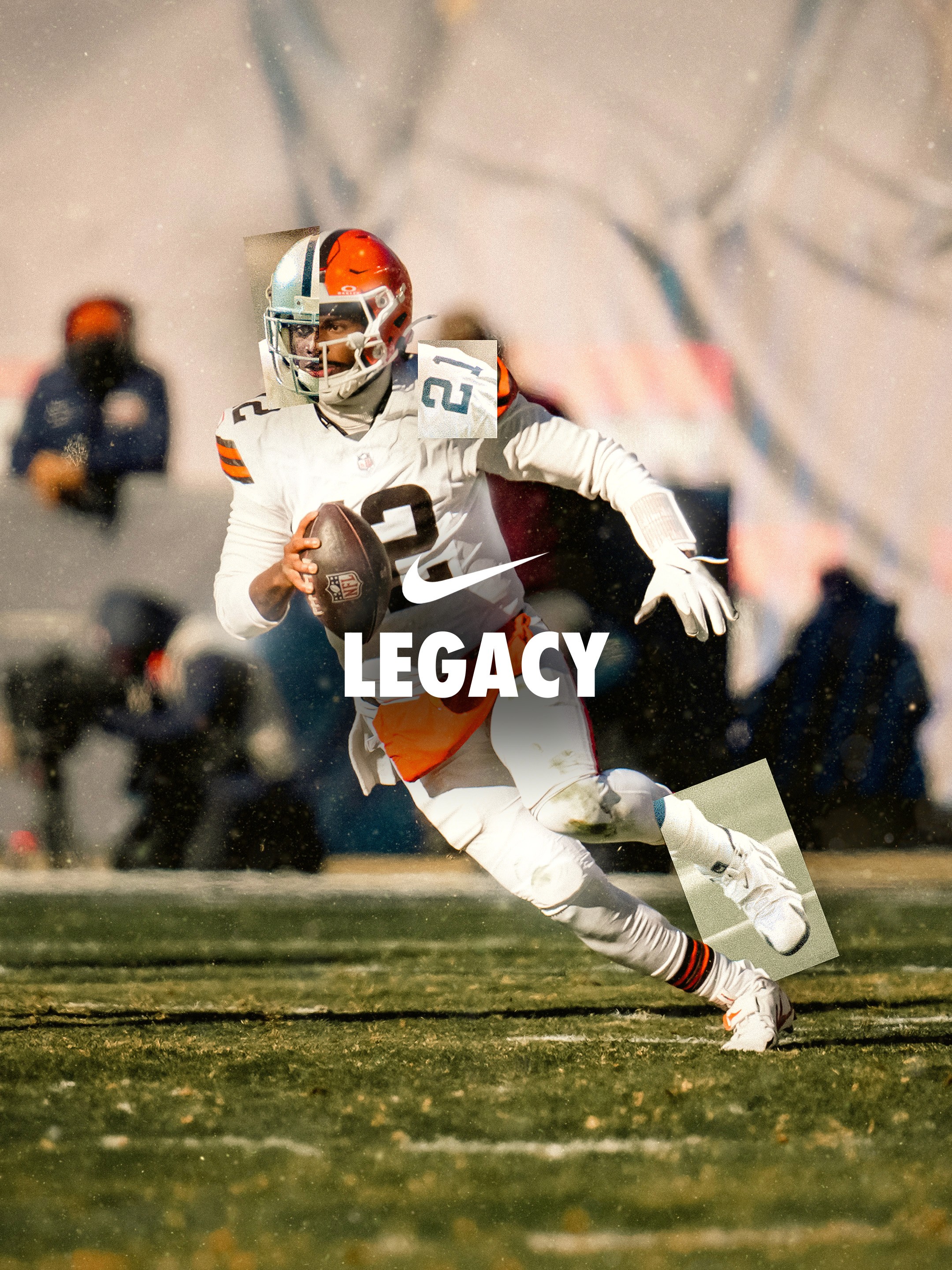 Affiche Nike Legacy centrée sur l’héritage sportif, projet de communication visuelle à Colmar.