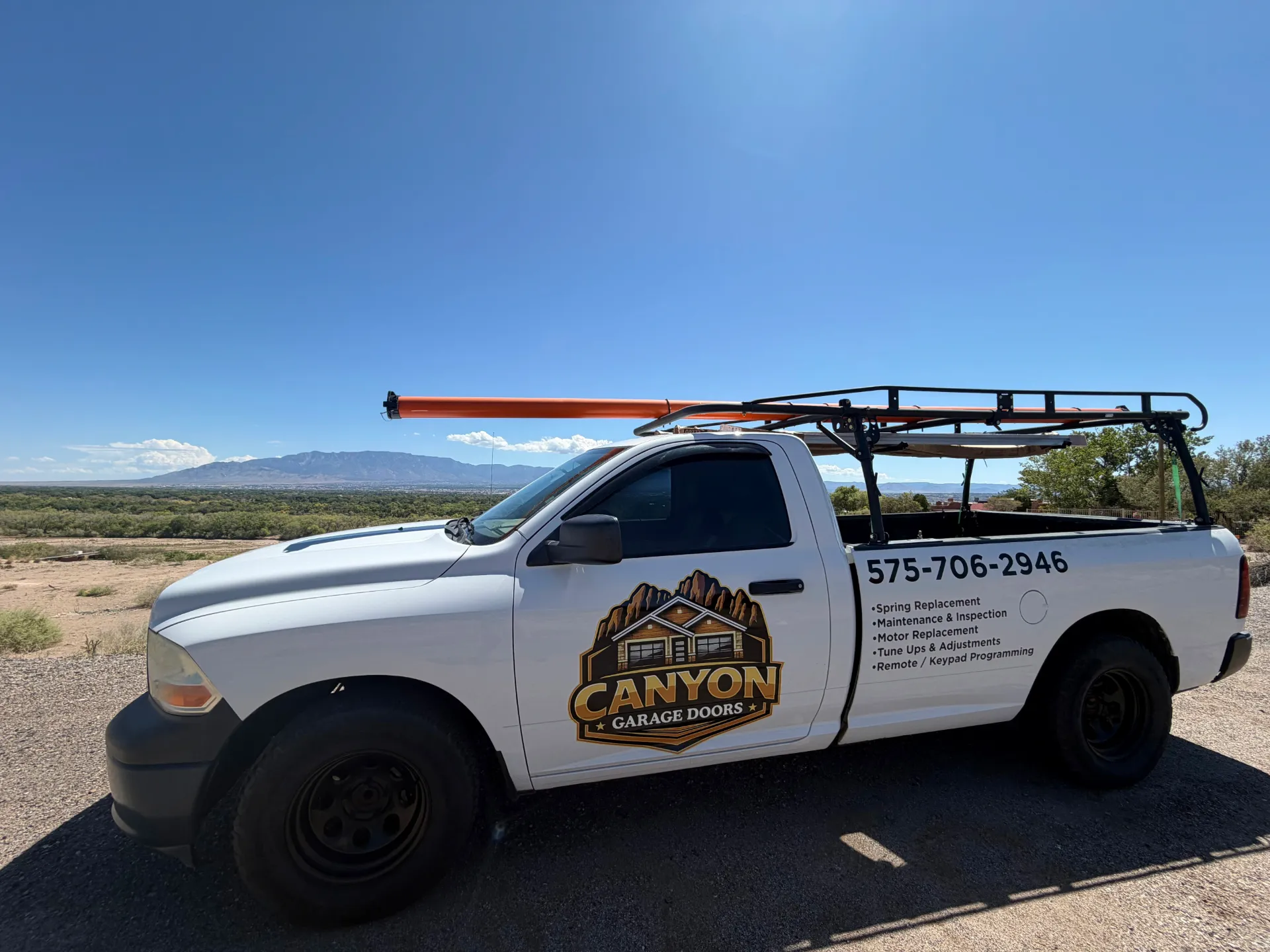 Canyon Garage Doors truck: expert garage door repair in Rio Rancho, NM.